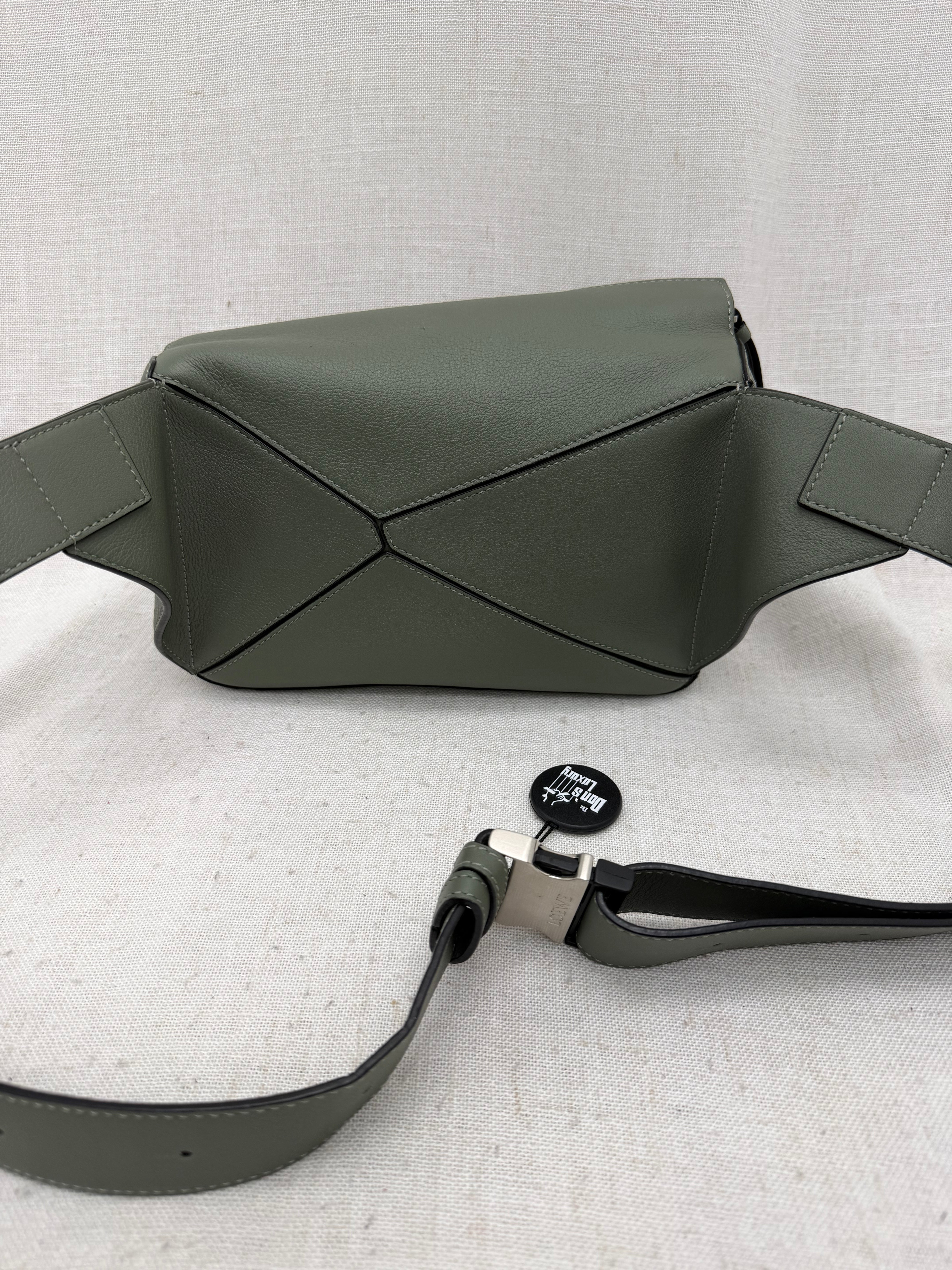 Loewe Sage Green Calfskin Puzzle Bumbag