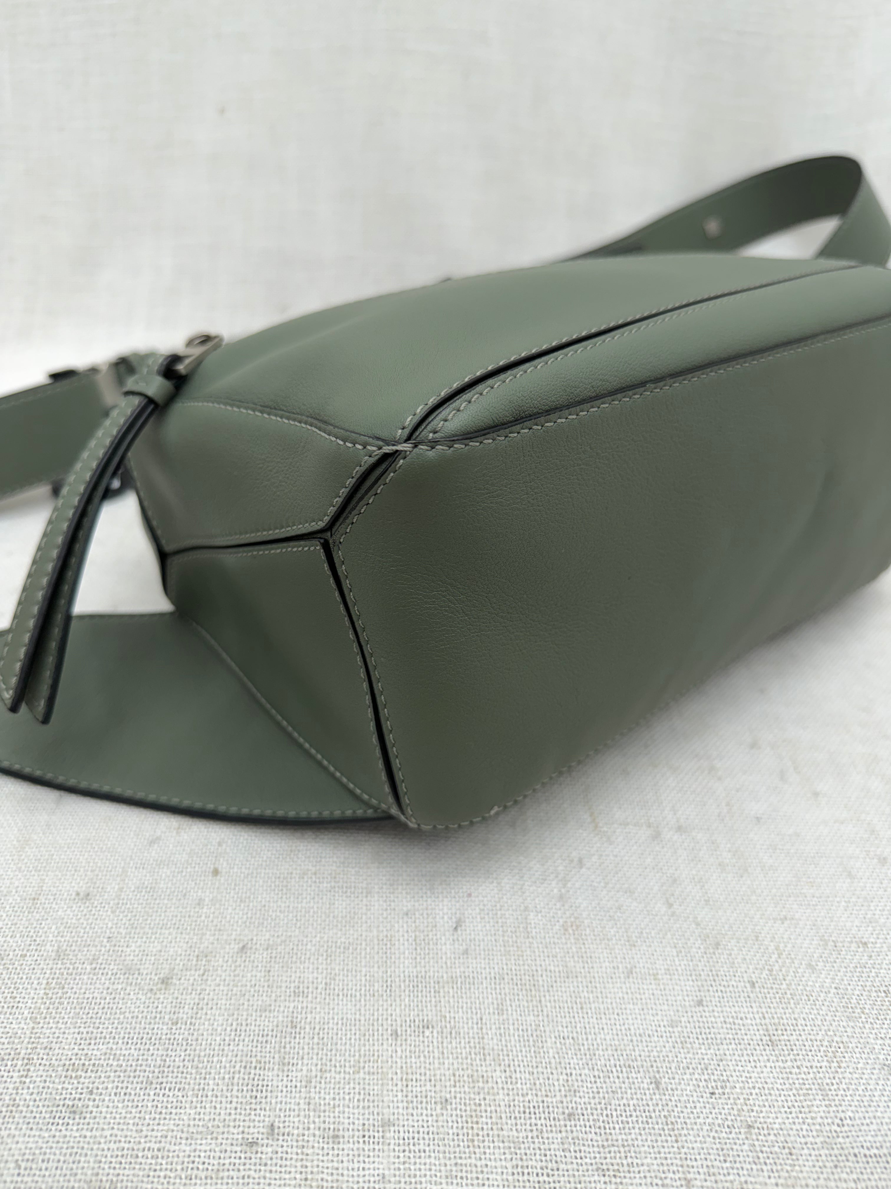 Loewe Sage Green Calfskin Puzzle Bumbag