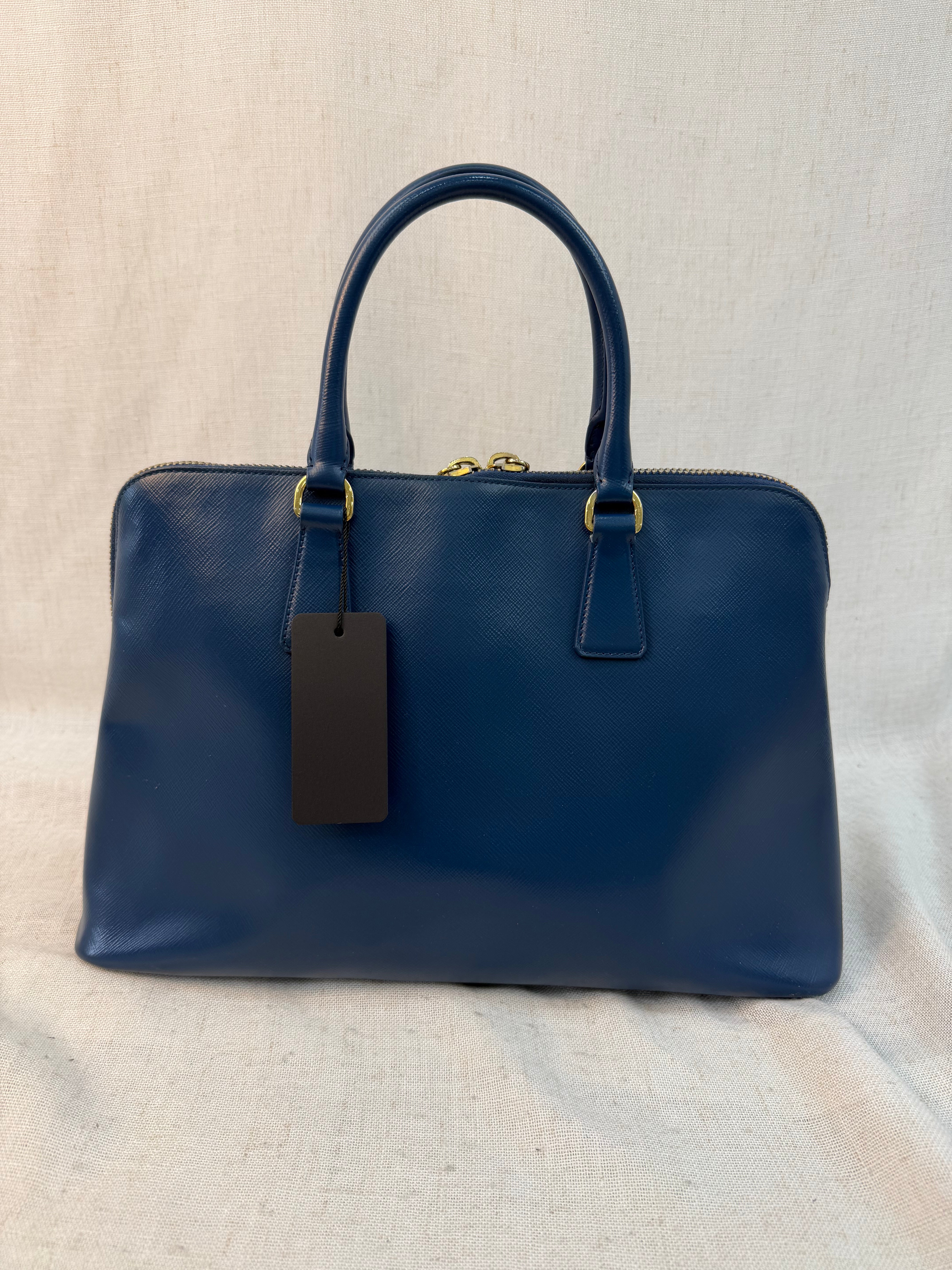 Prada Blue Saffiano Leather Promenade Tote Bag