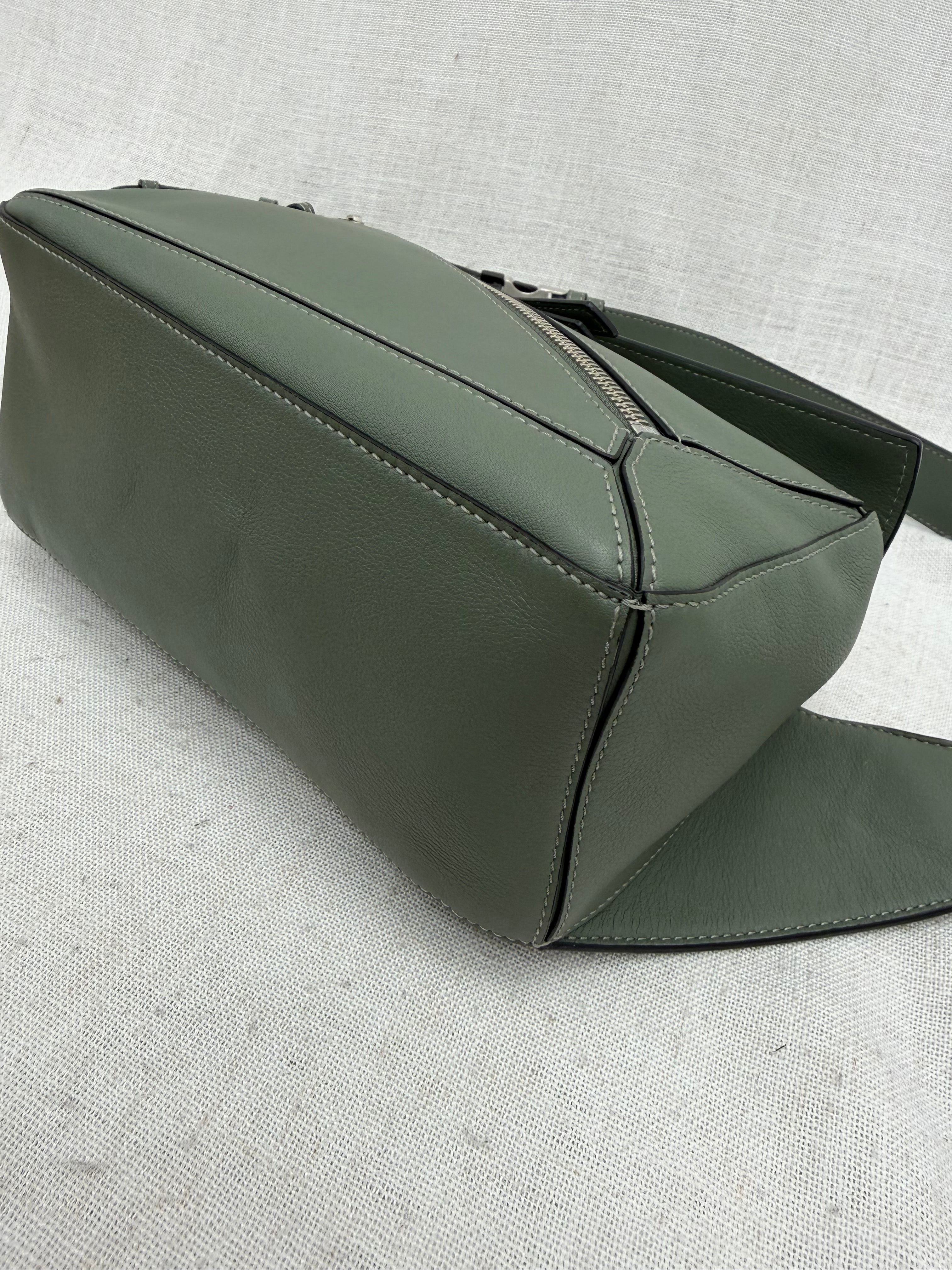 Loewe Sage Green Calfskin Puzzle Bumbag