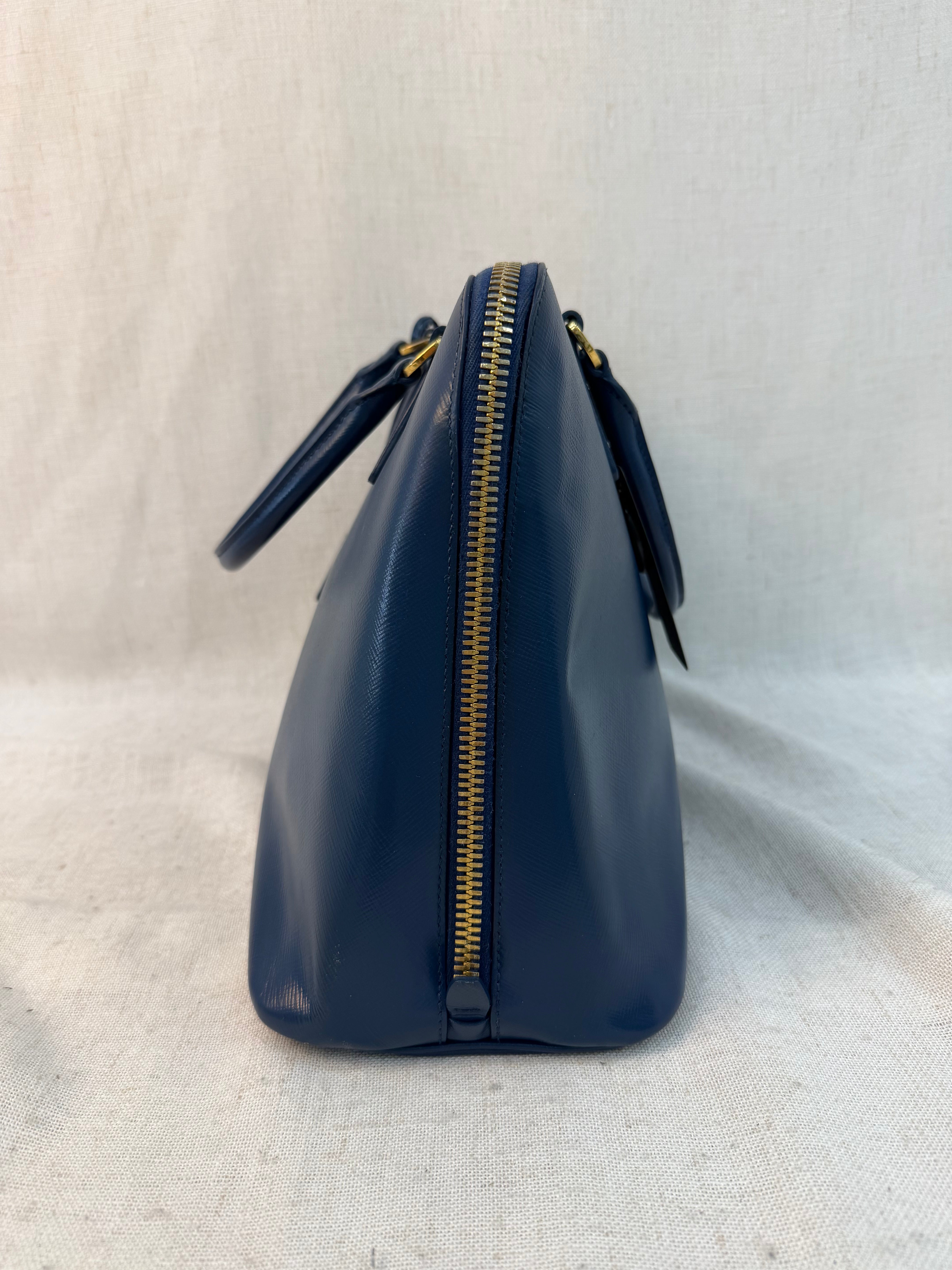 Prada Blue Saffiano Leather Promenade Tote Bag