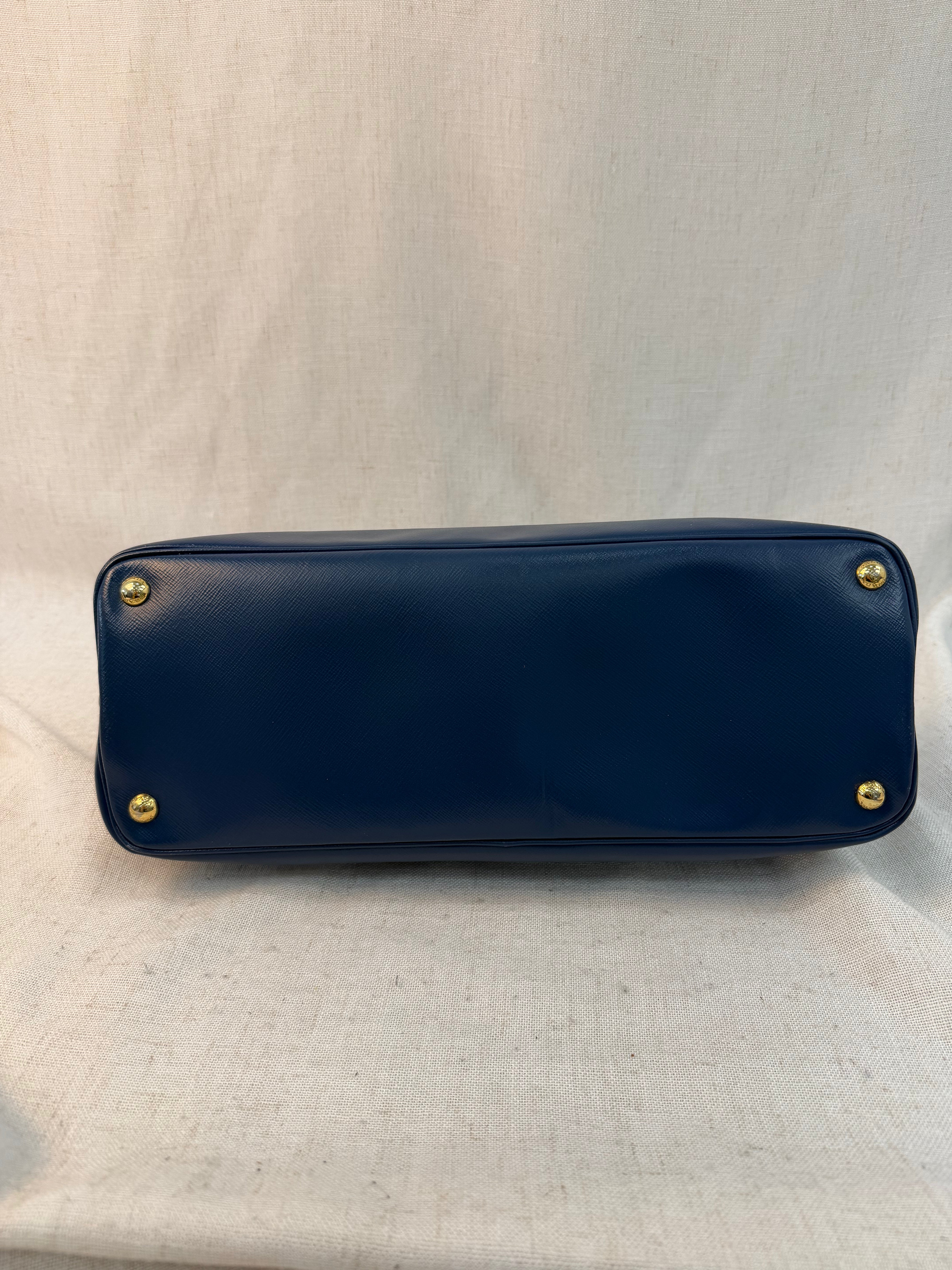 Prada Blue Saffiano Leather Promenade Tote Bag