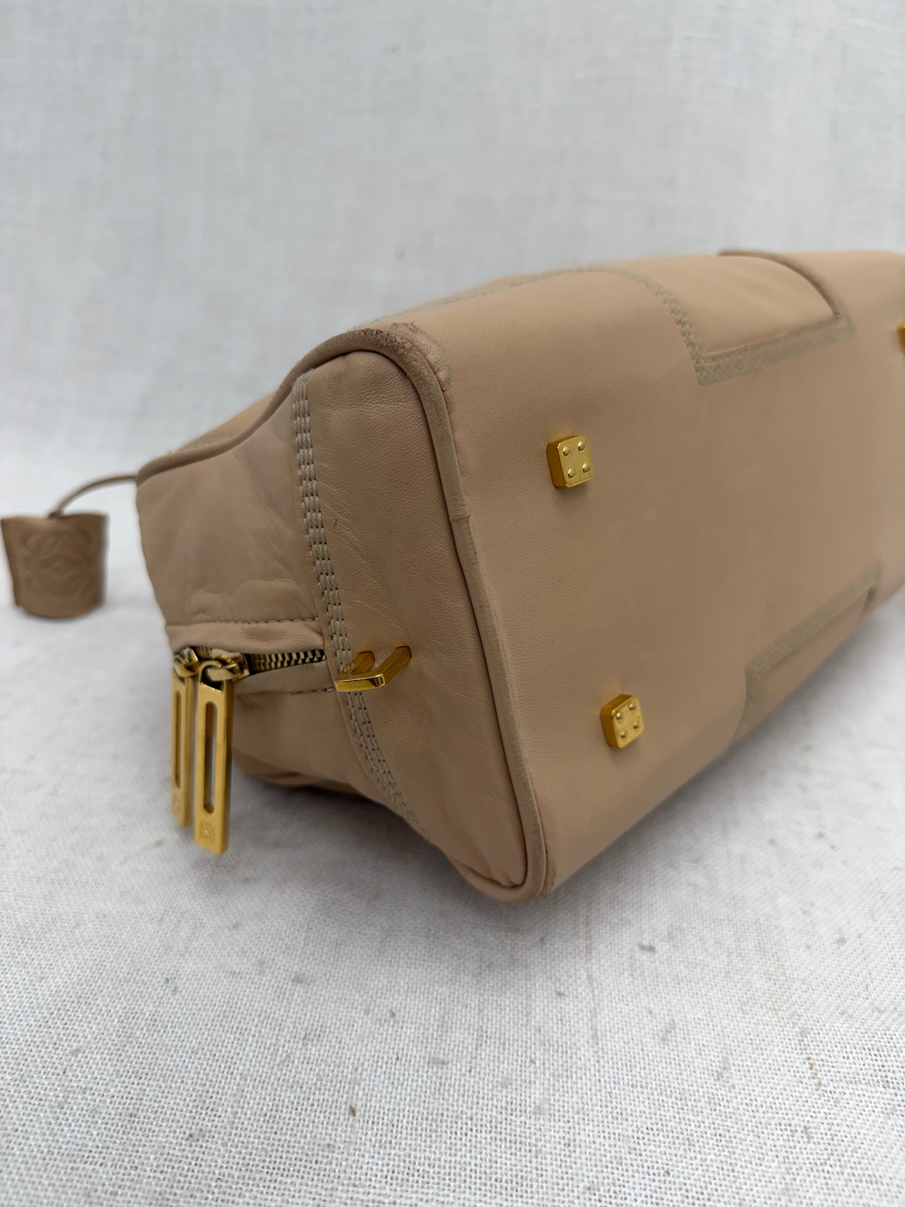 Loewe Vintage Beige Leather Amazona 28 Boston Bag