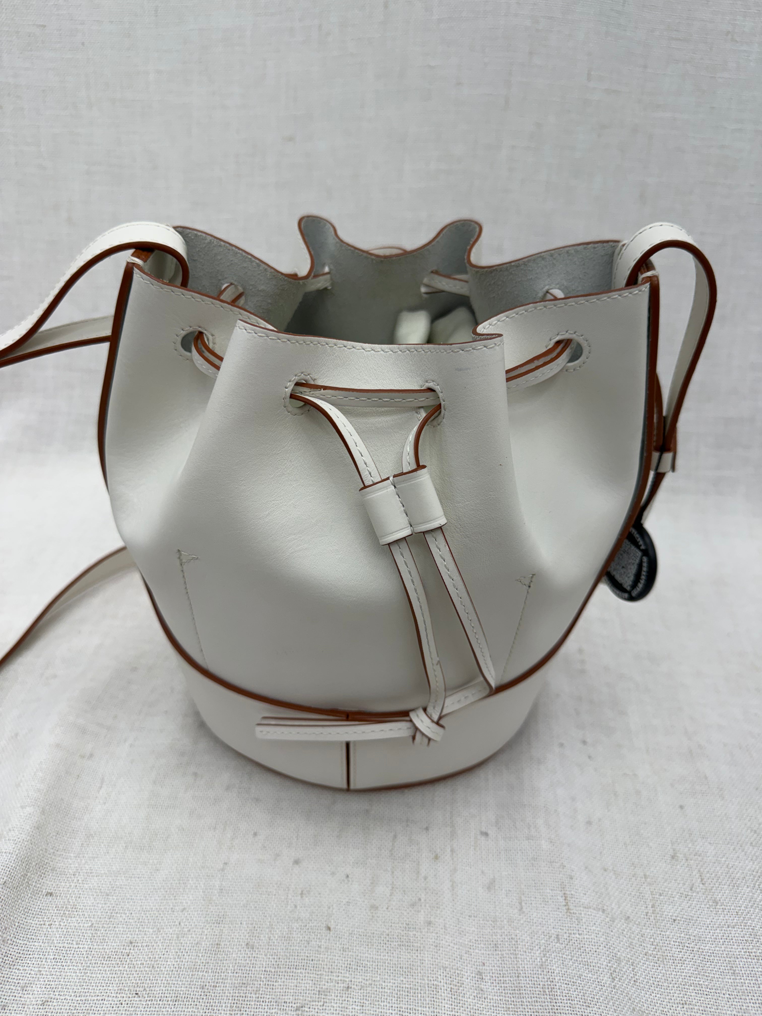 LIKE NEW- Loewe White Leather Small Balloon Bucket Bag