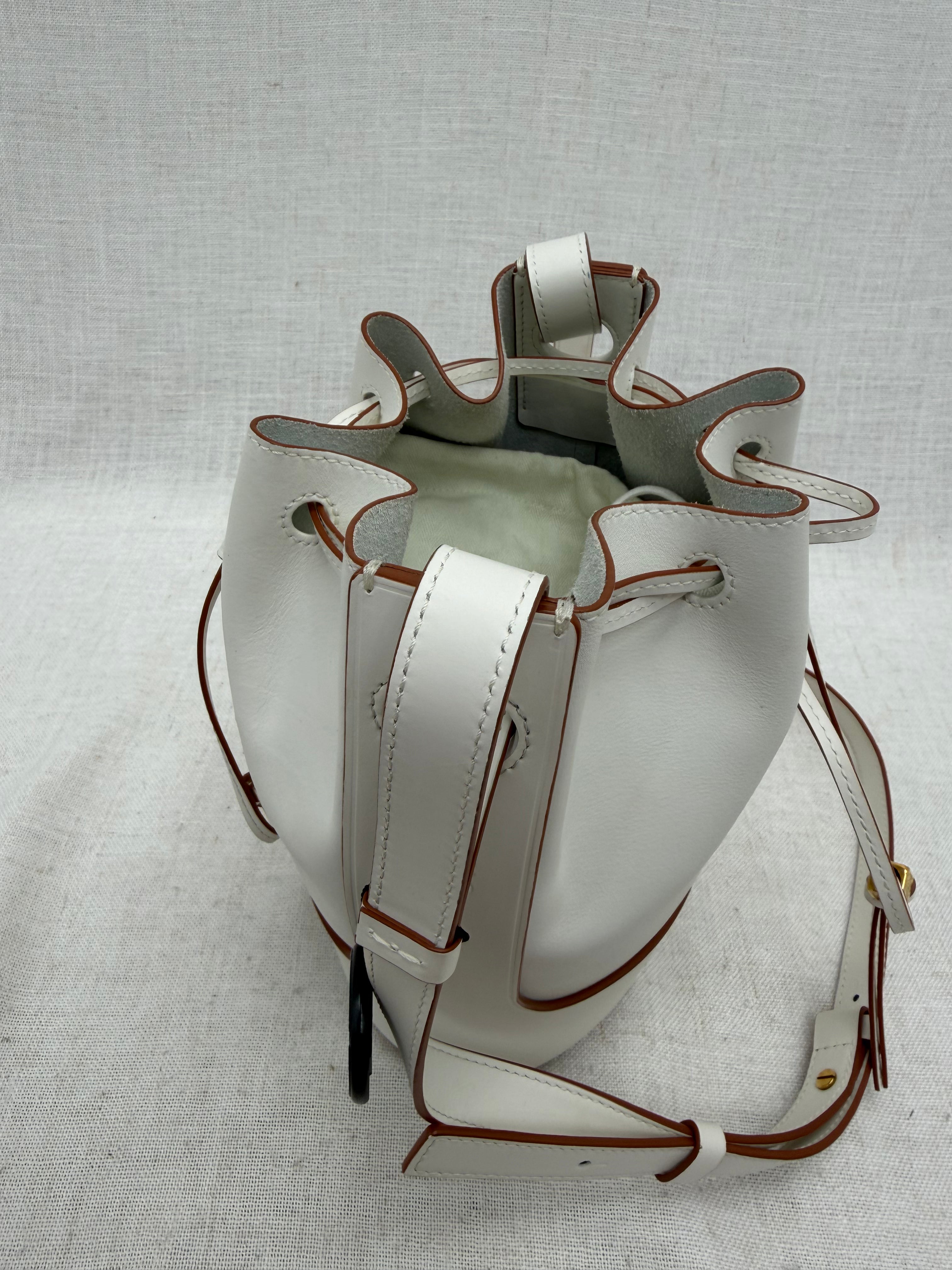 LIKE NEW- Loewe White Leather Small Balloon Bucket Bag