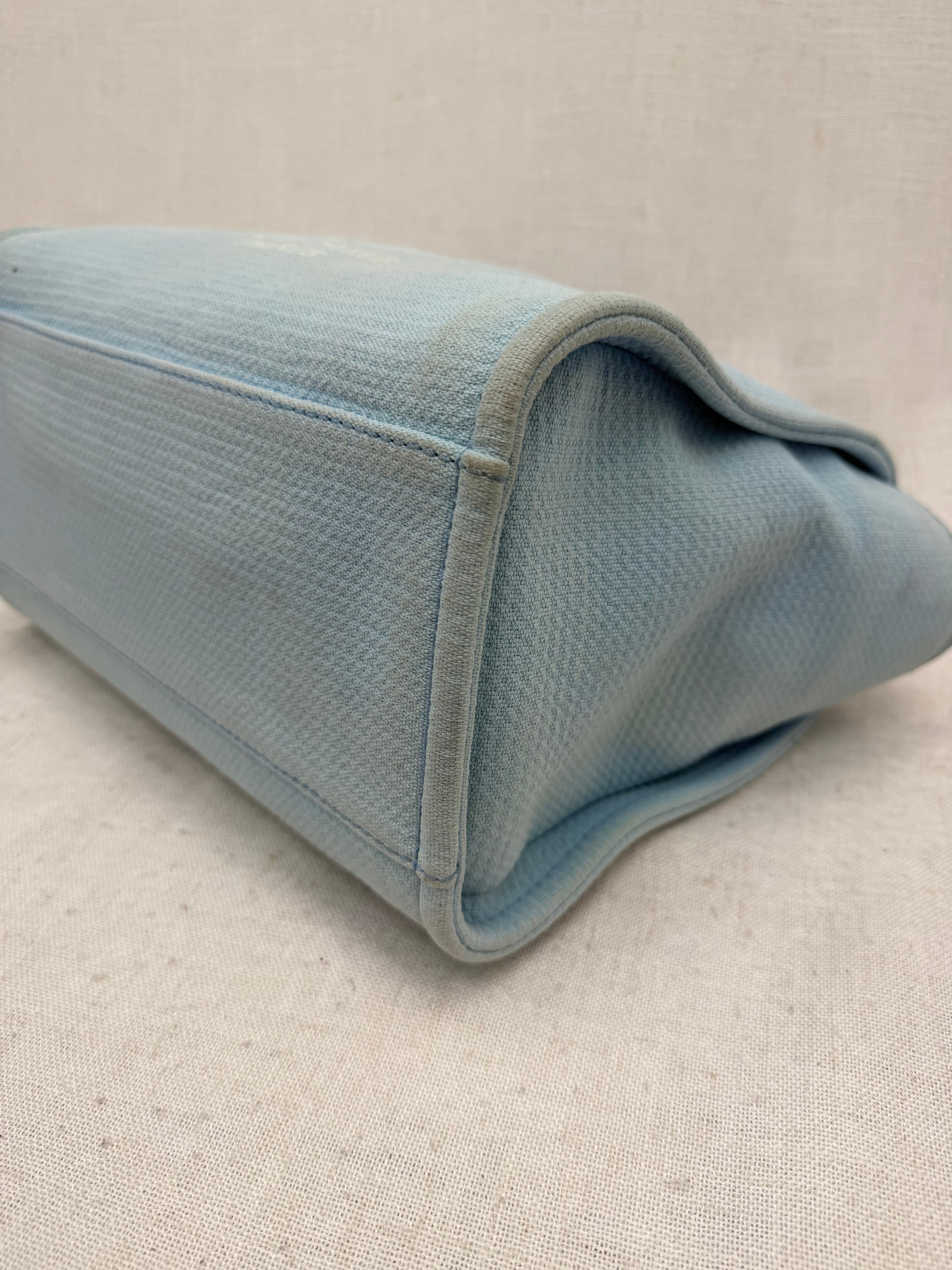 Chanel Sky Blue Mixed Fibers Small Deauville Tote