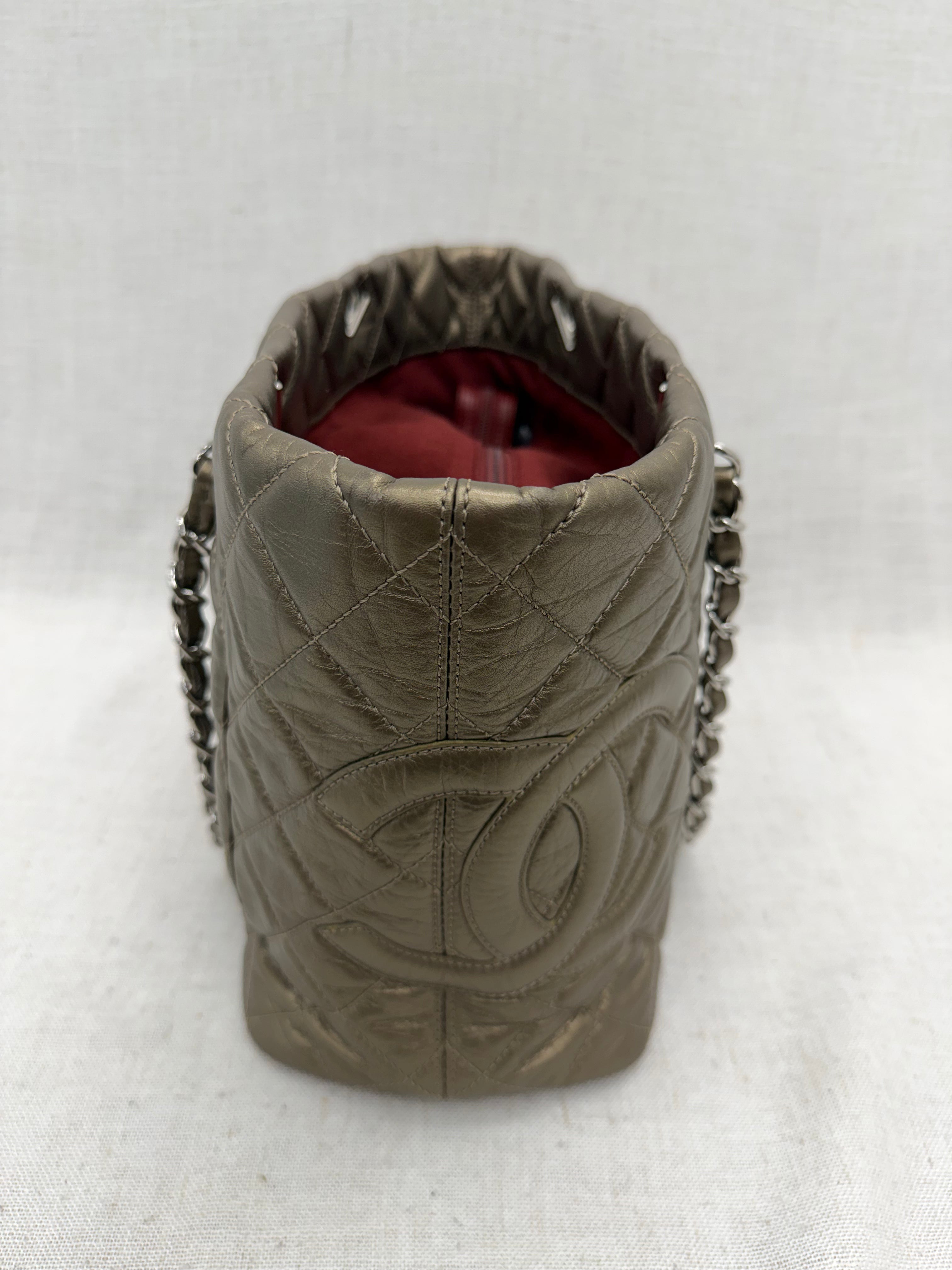 Chanel Bronze Quilted Aged Calfskin Cotton Club Tote