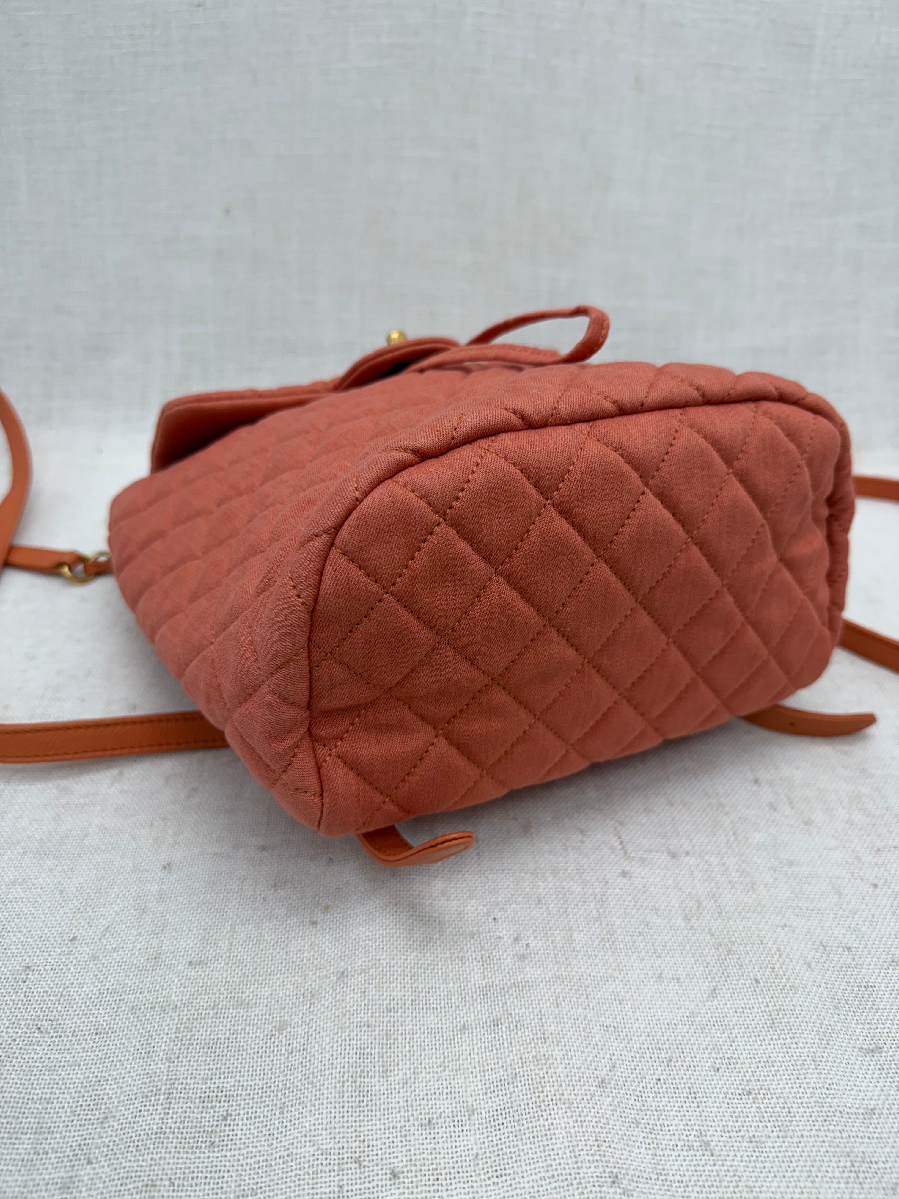 Chanel Coral Quilted Washed Denim Small Urban Spirit Backpack