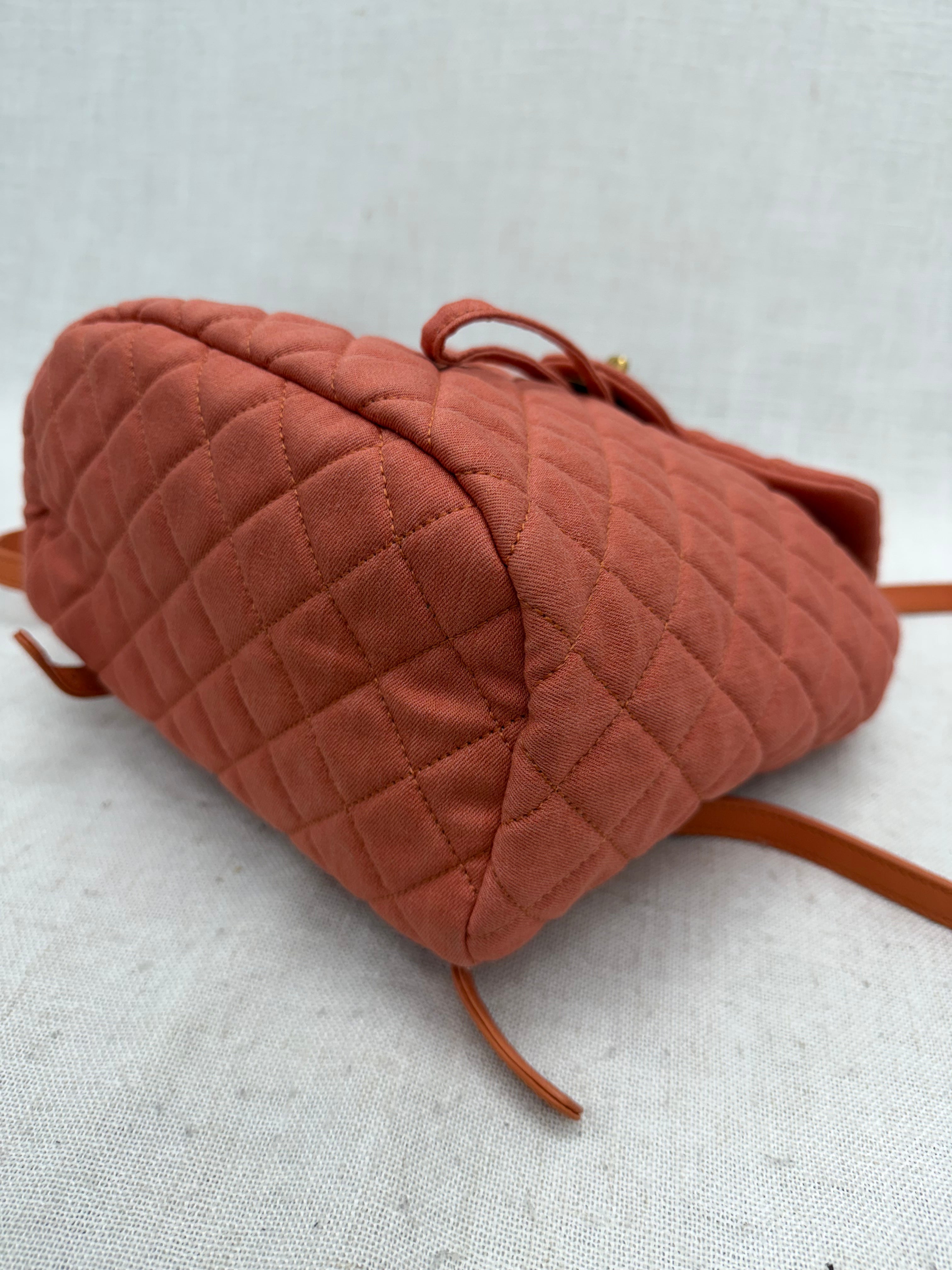 Chanel Coral Quilted Washed Denim Small Urban Spirit Backpack