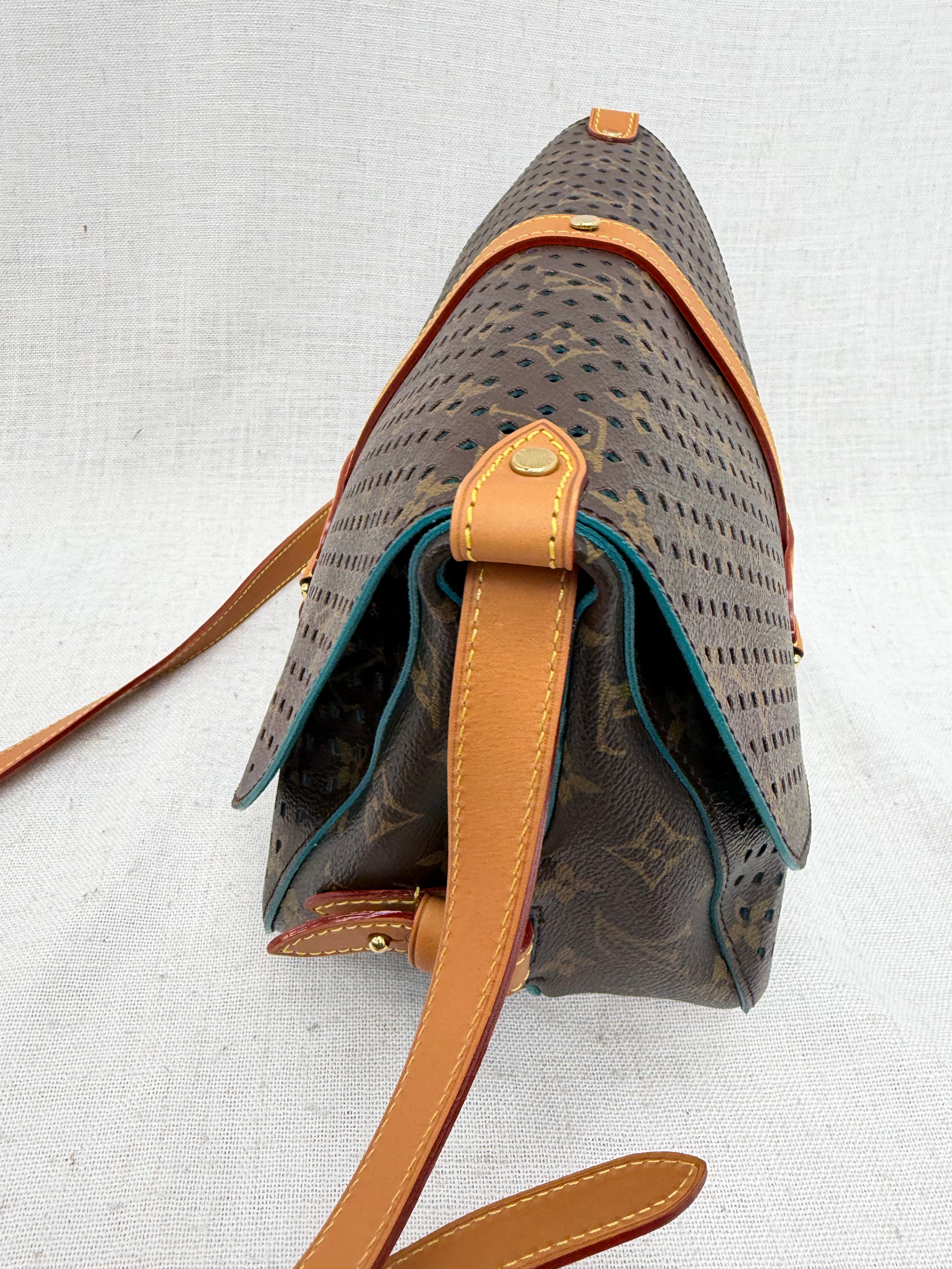Louis Vuitton Monogram & Teal Perforated Saumur 30 Crossbody