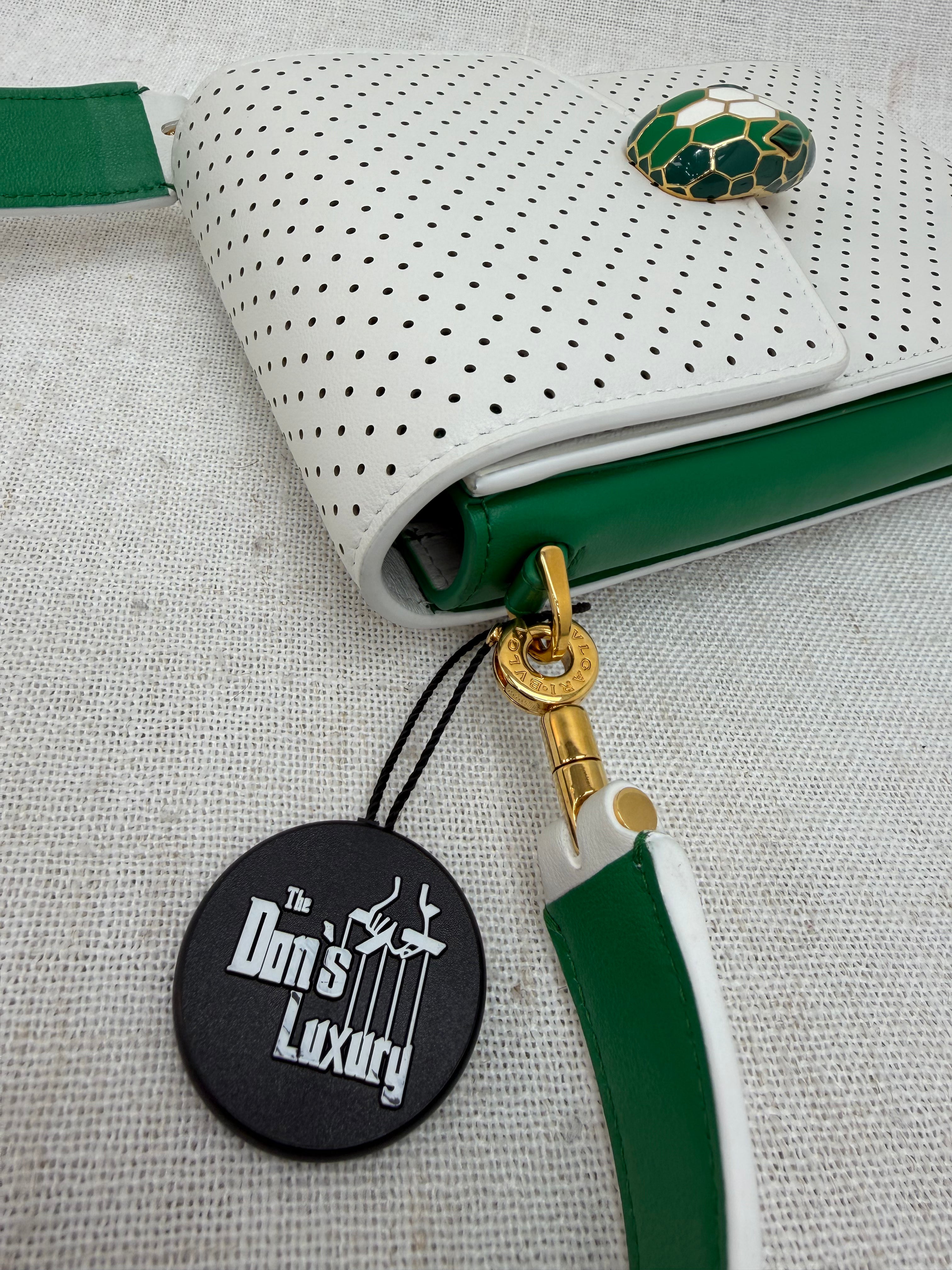 Bvlgari x Casablanca White & Green Calfskin Serpenti Forever Apres Tennis Pochette