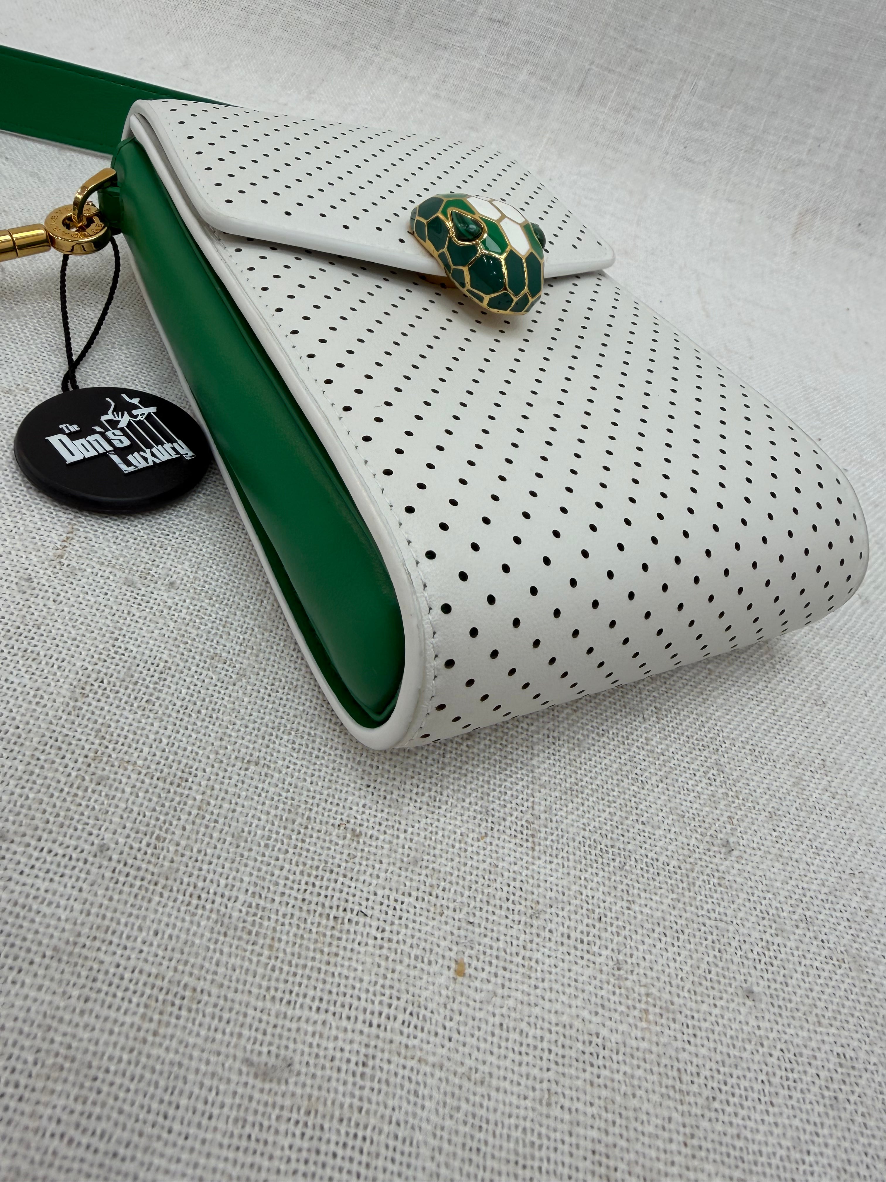 Bvlgari x Casablanca White & Green Calfskin Serpenti Forever Apres Tennis Pochette