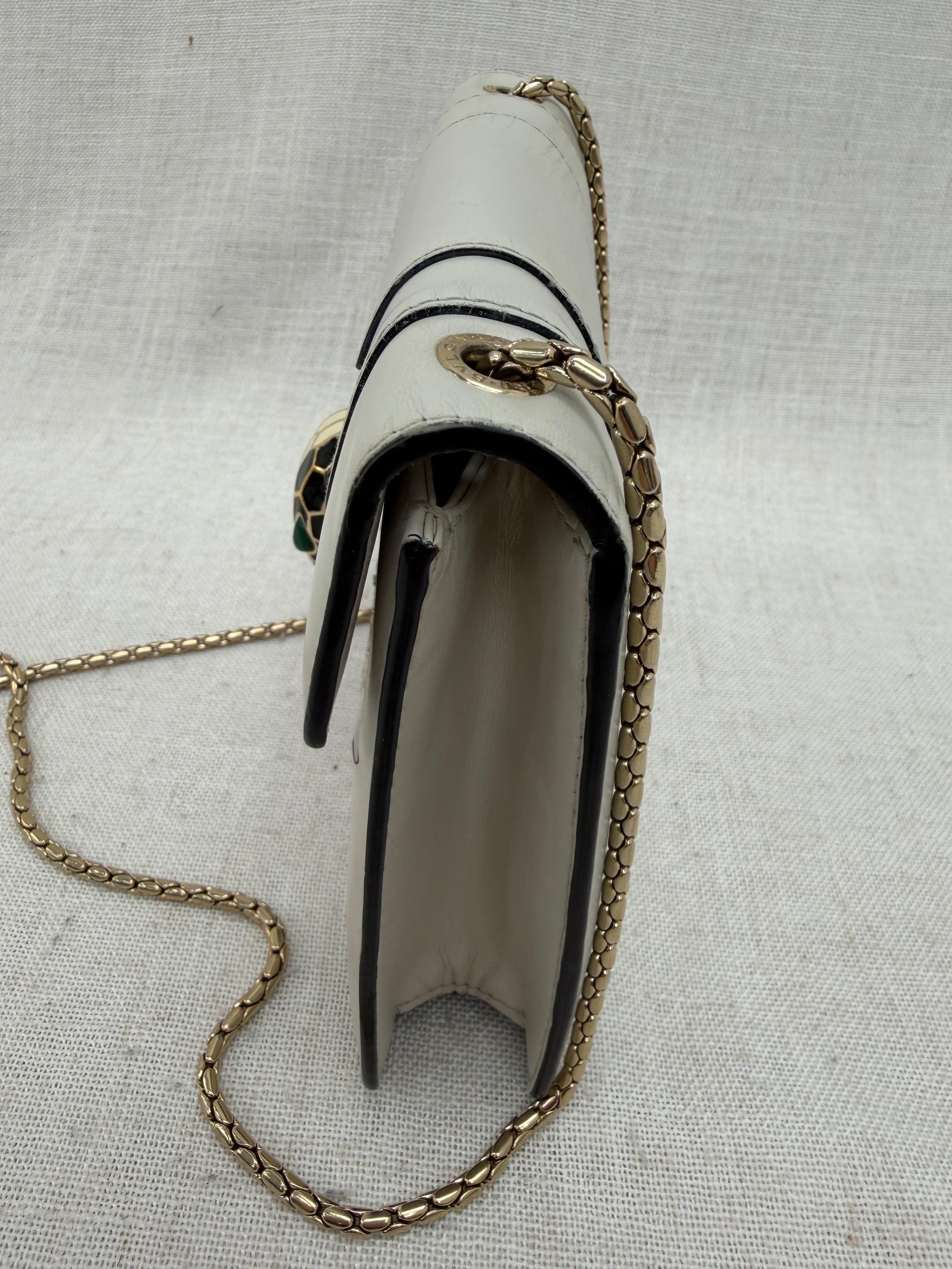 Bvlgari Beige Leather Serpenti Forever Small Floral Chain Bag