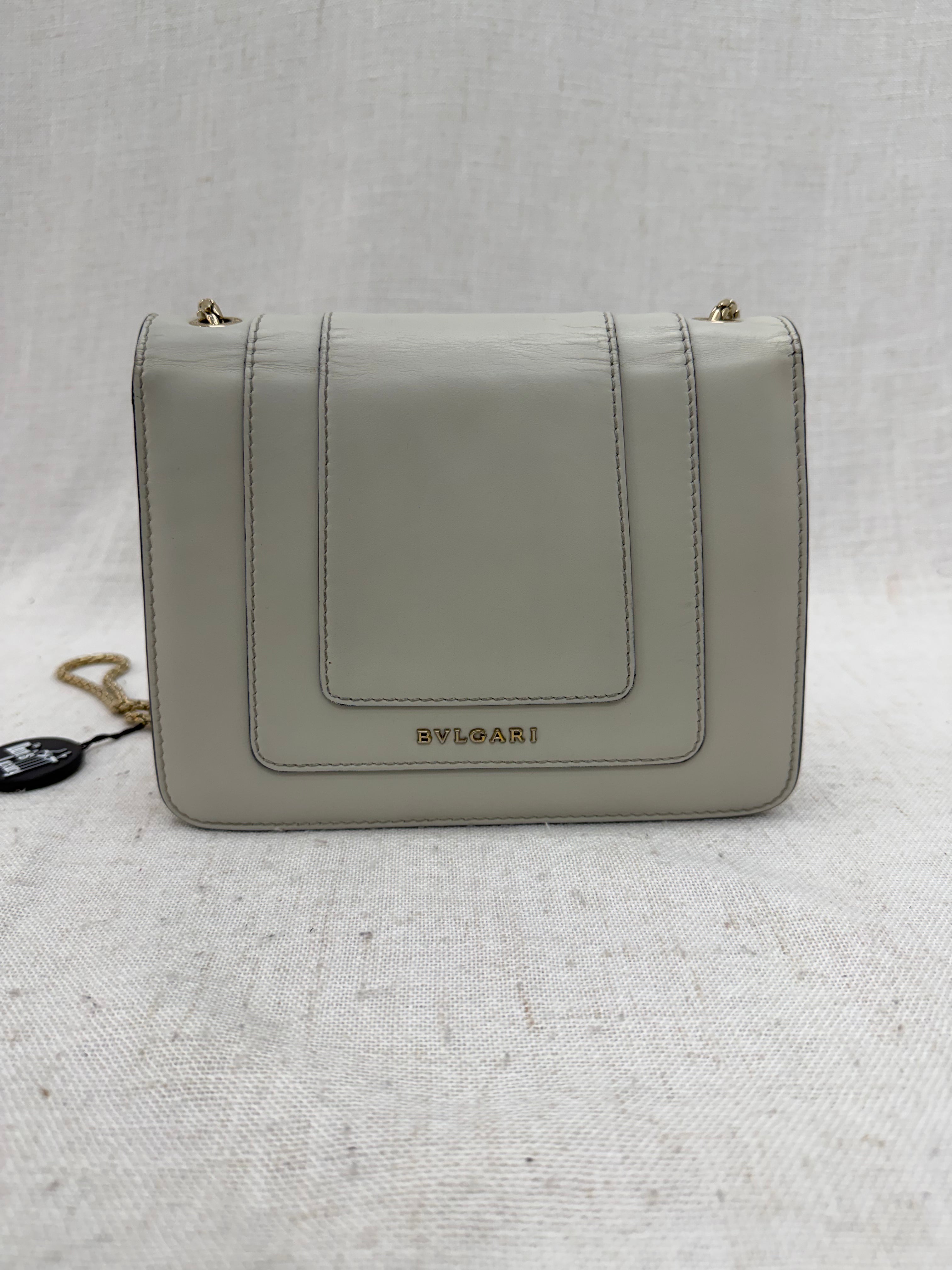 Bvlgari Beige Leather Serpenti Forever Small Floral Chain Bag