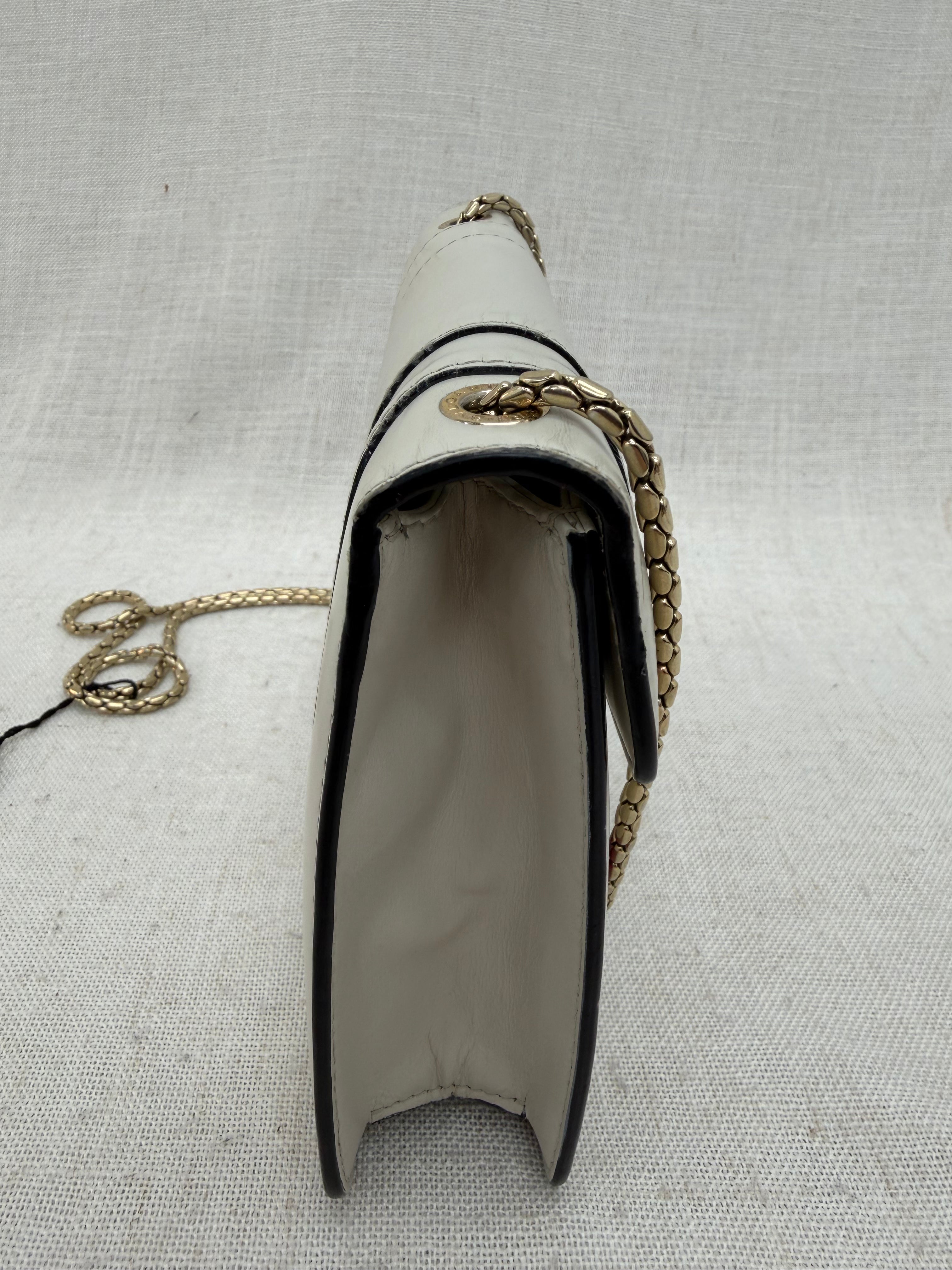 Bvlgari Beige Leather Serpenti Forever Small Floral Chain Bag