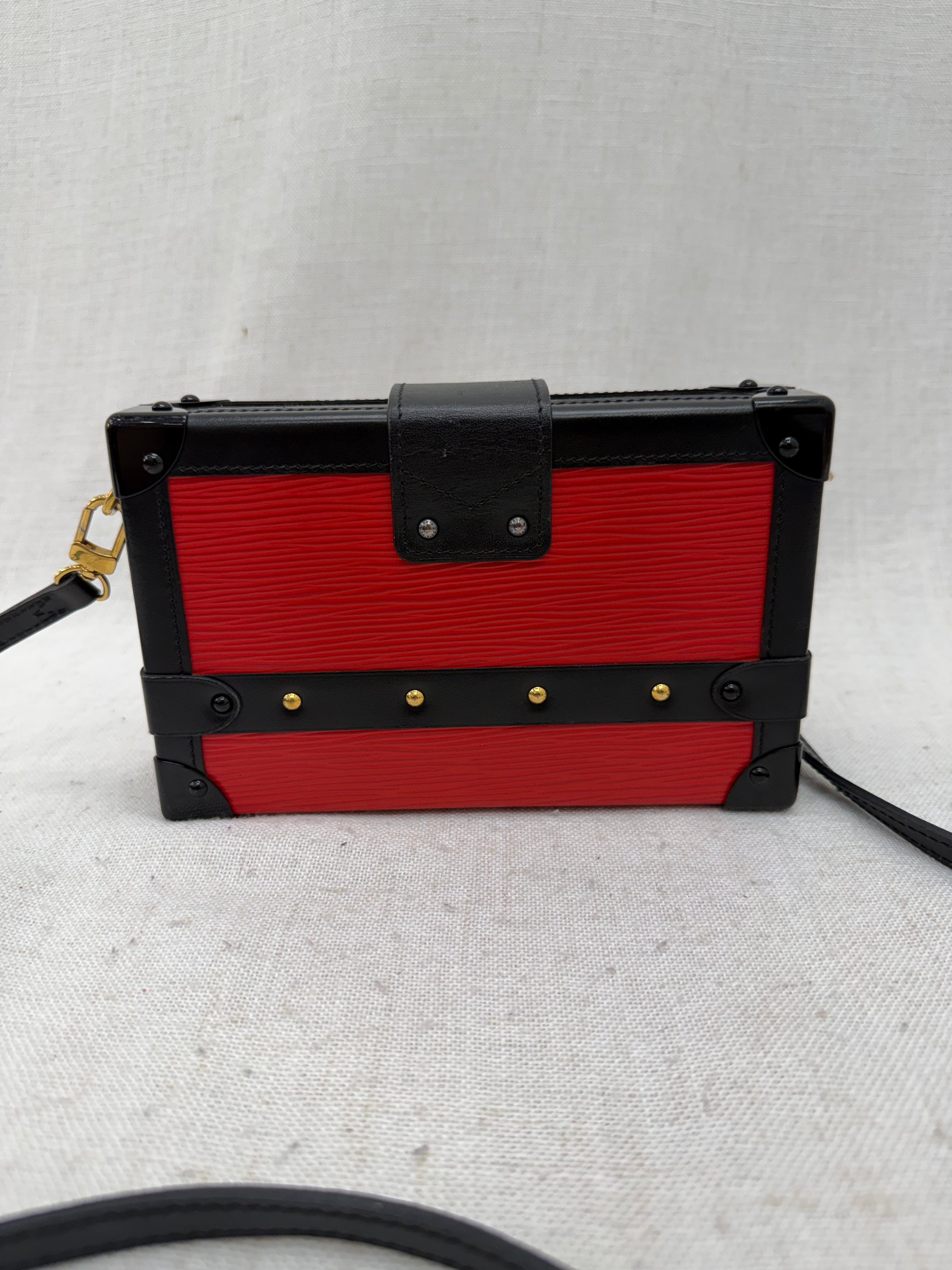 Louis Vuitton Red Epi Petite Malle Trunk Bag