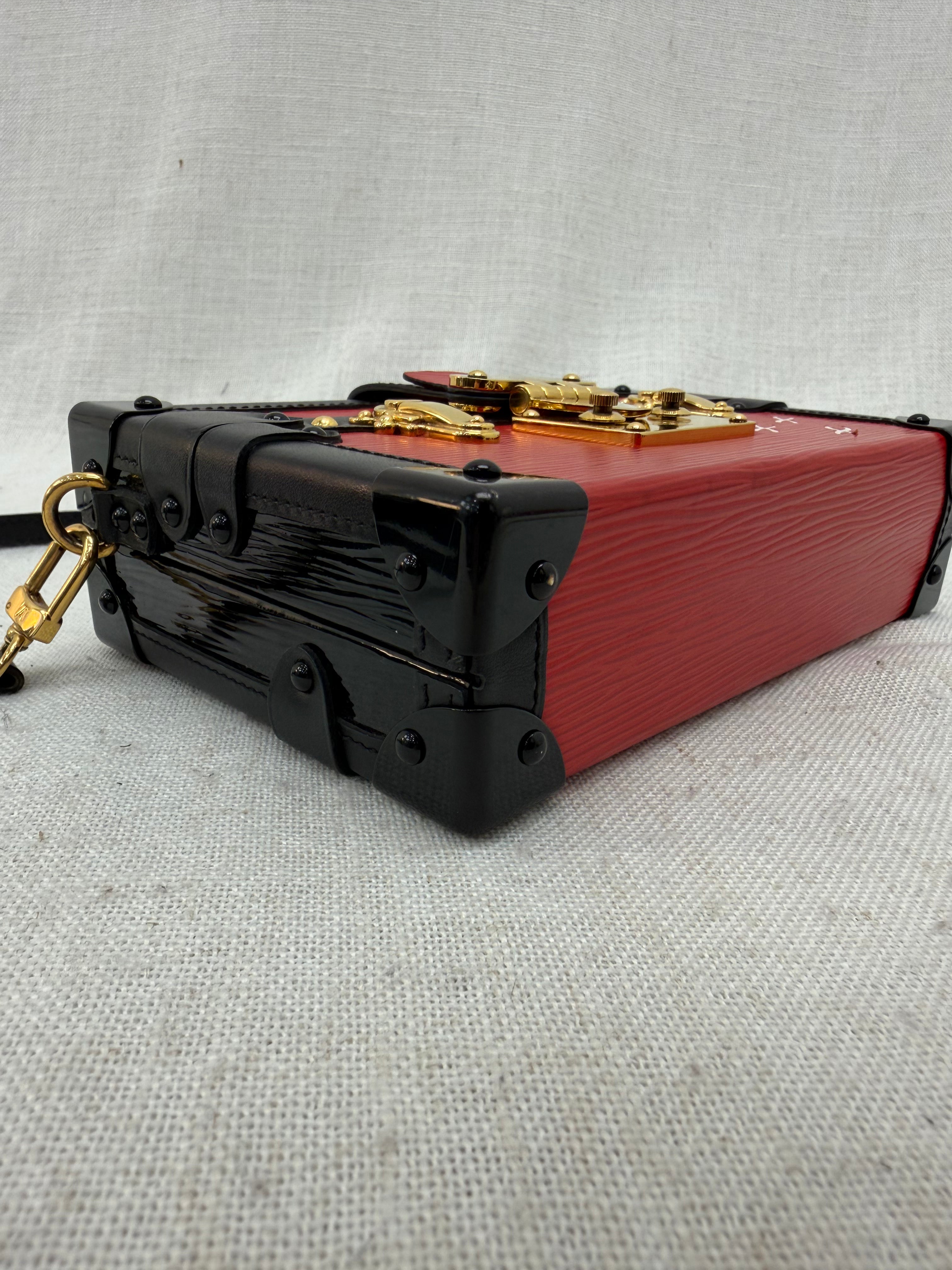 Louis Vuitton Red Epi Petite Malle Trunk Bag