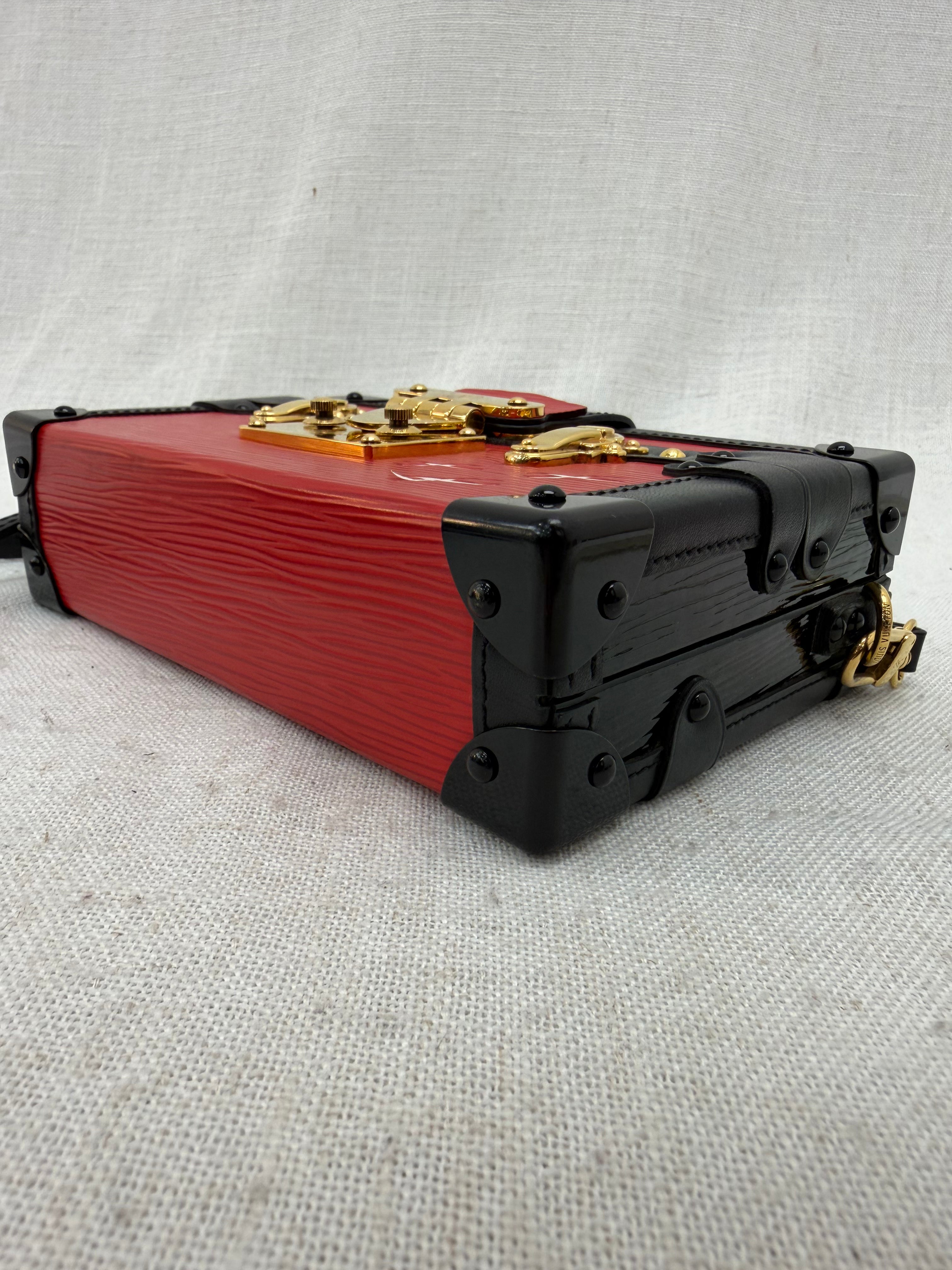 Louis Vuitton Red Epi Petite Malle Trunk Bag
