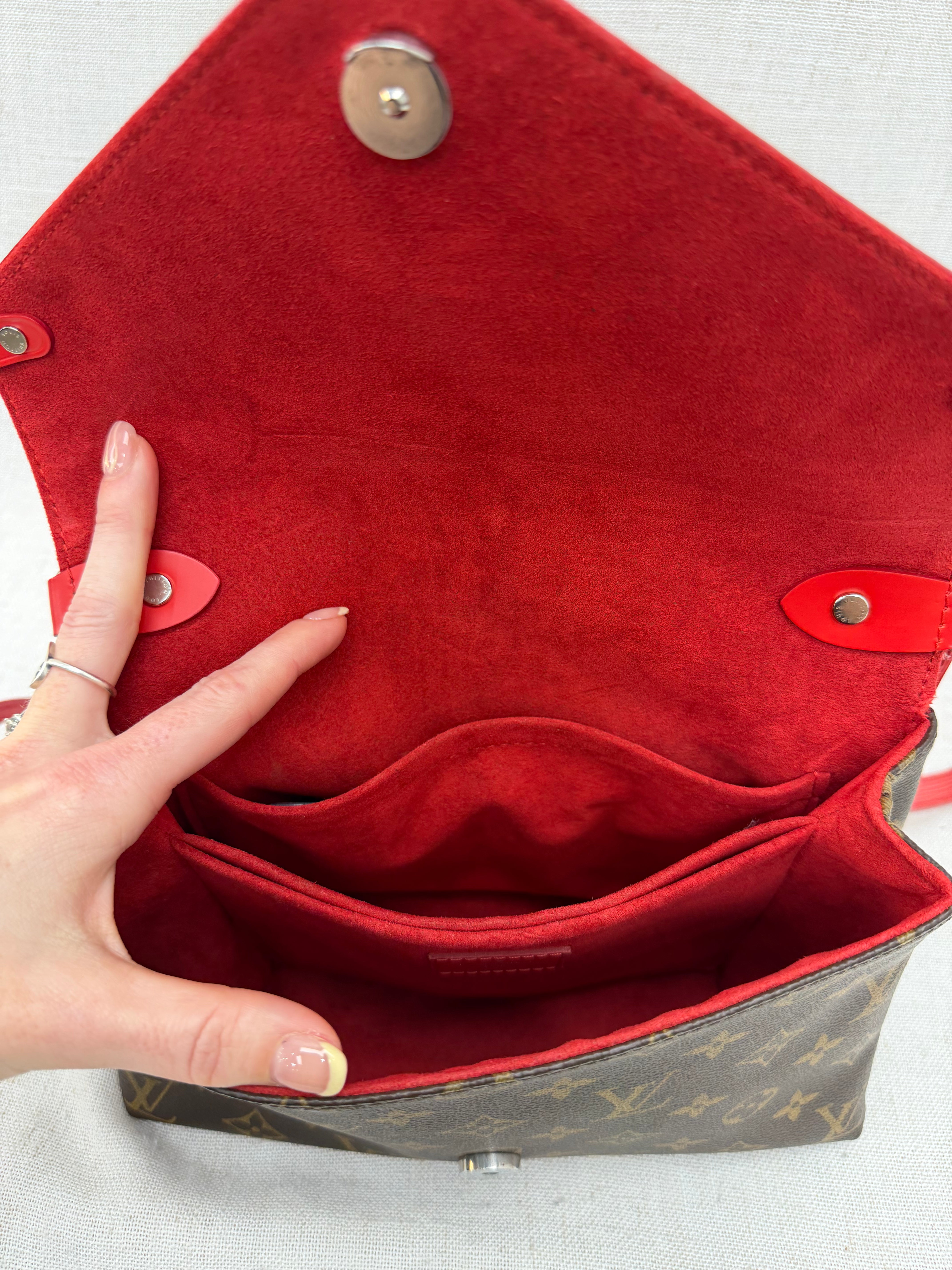 Louis Vuitton Monogram & Red Epi Saint Michel Shoulder Bag