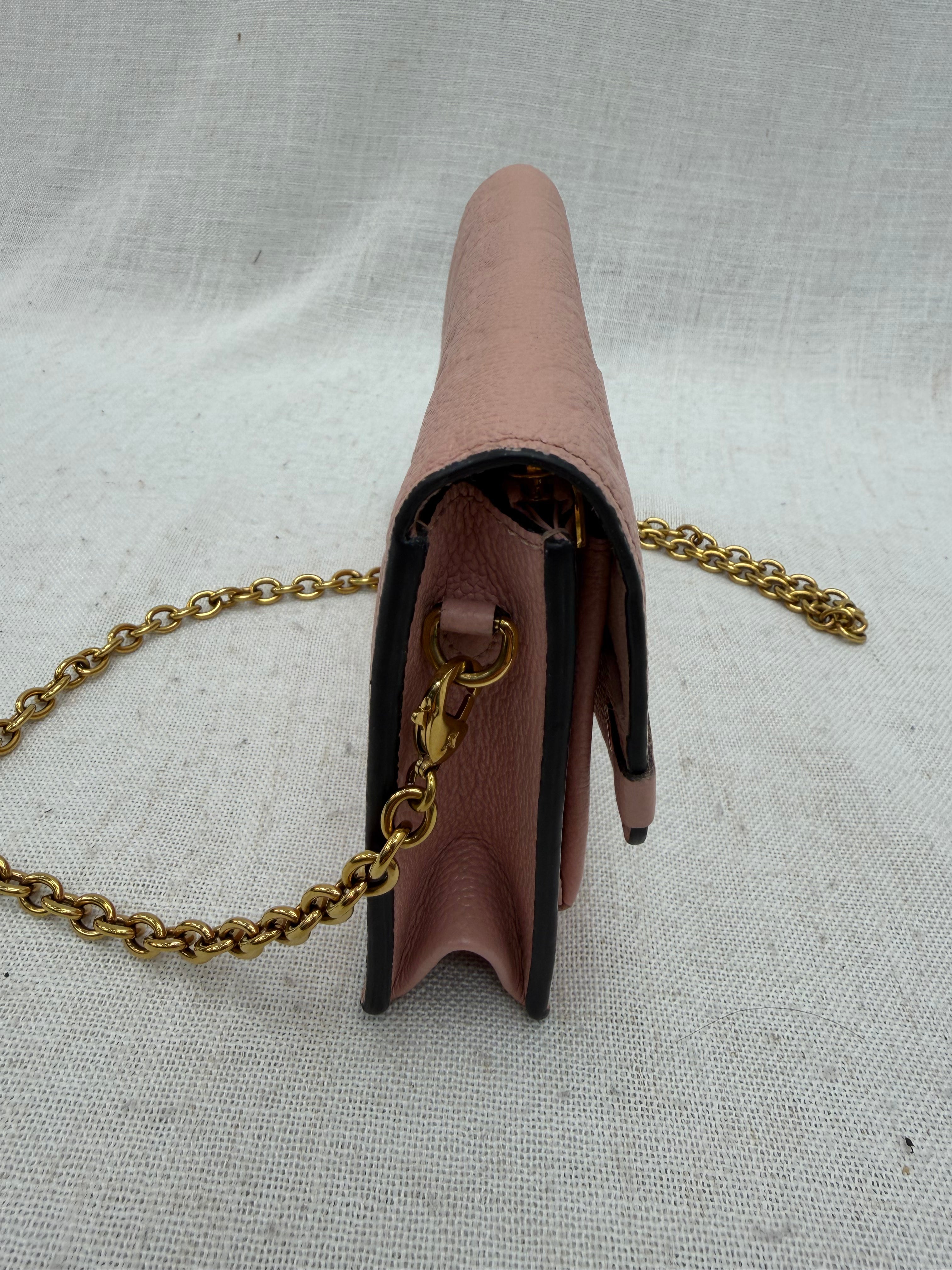 Louis Vuitton Pink Empreinte Vavin Chain Wallet