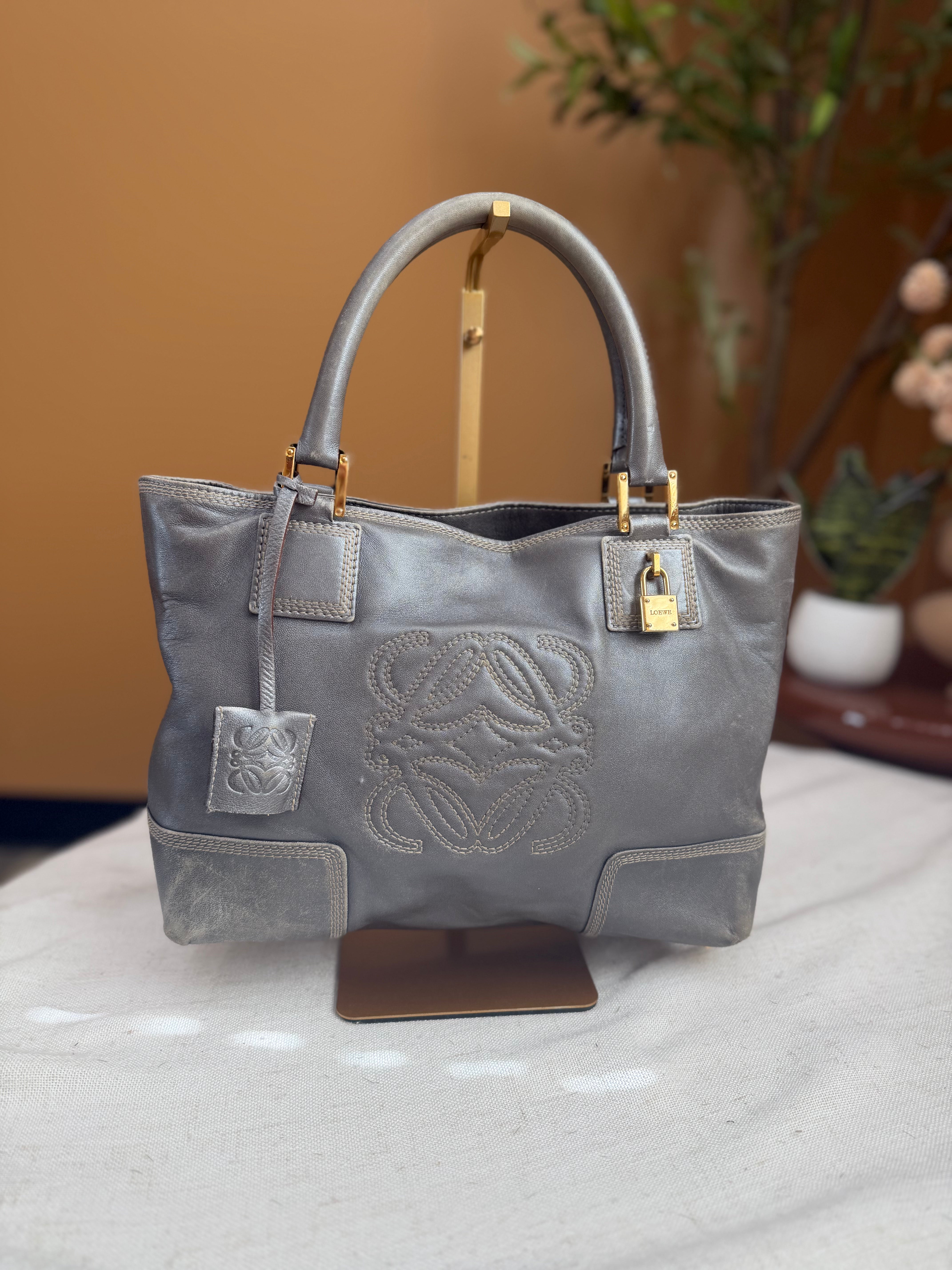 Loewe Gray Metallic Tote Bag