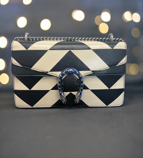 Gucci Dionysus Black + White Leather Shoulder Bag