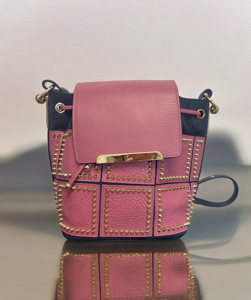 Christian Louboutin Pink + Navy Studded Backpack