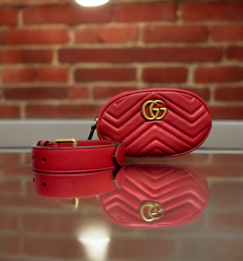 Gucci Red Marmont Belt Bag