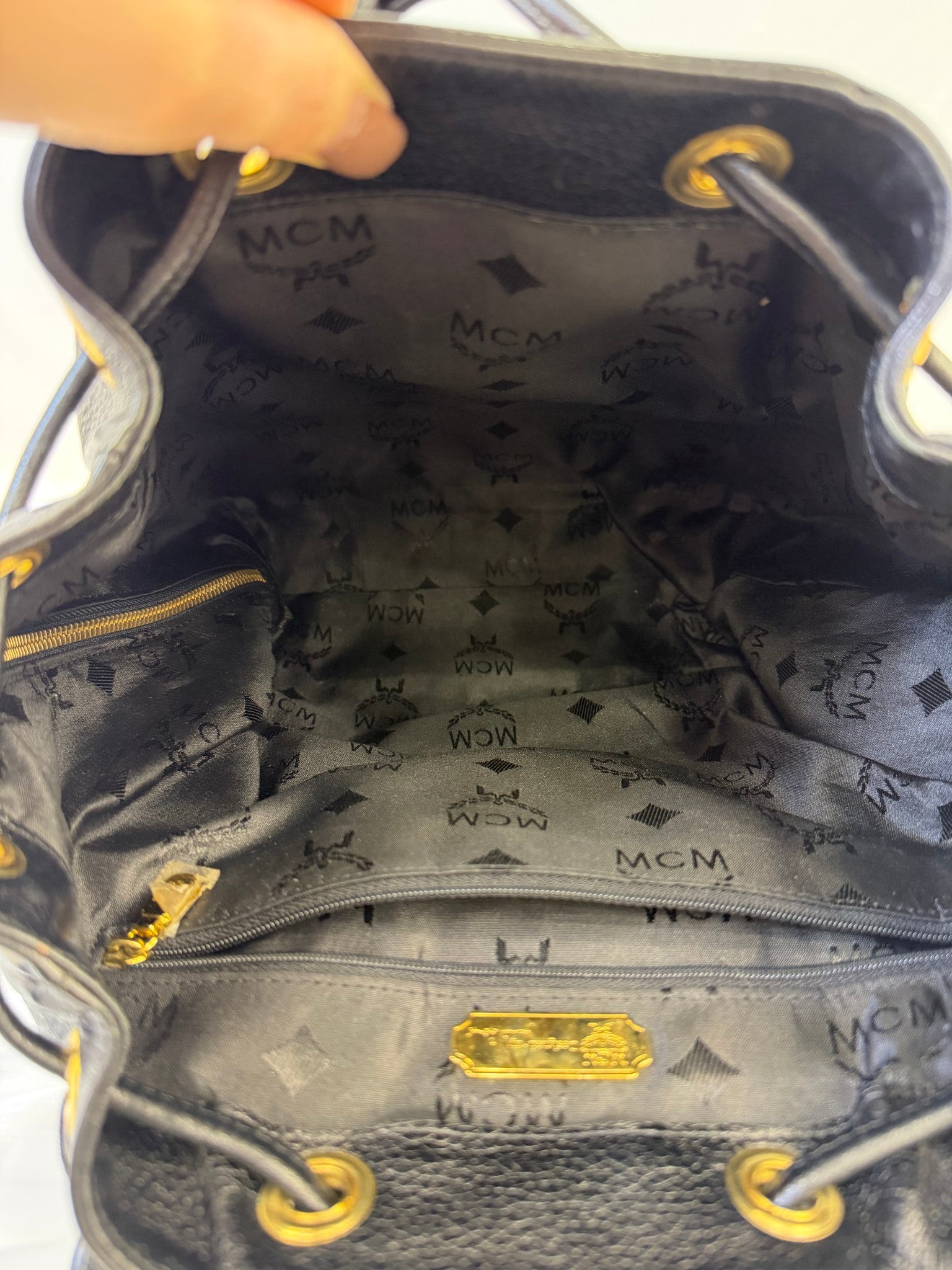 MCM Black Leather Backpack