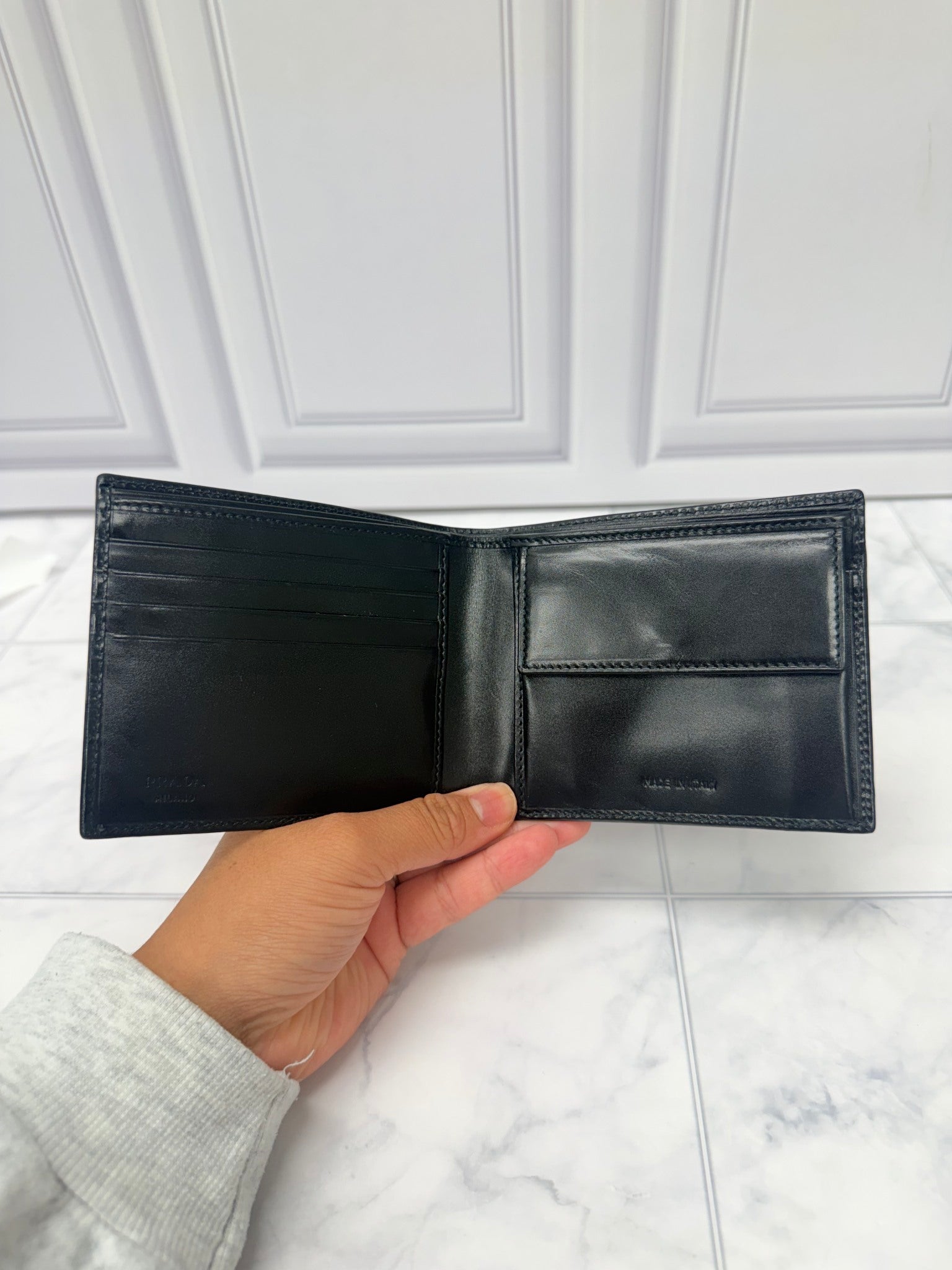 Prada Black Leather Bifold Wallet