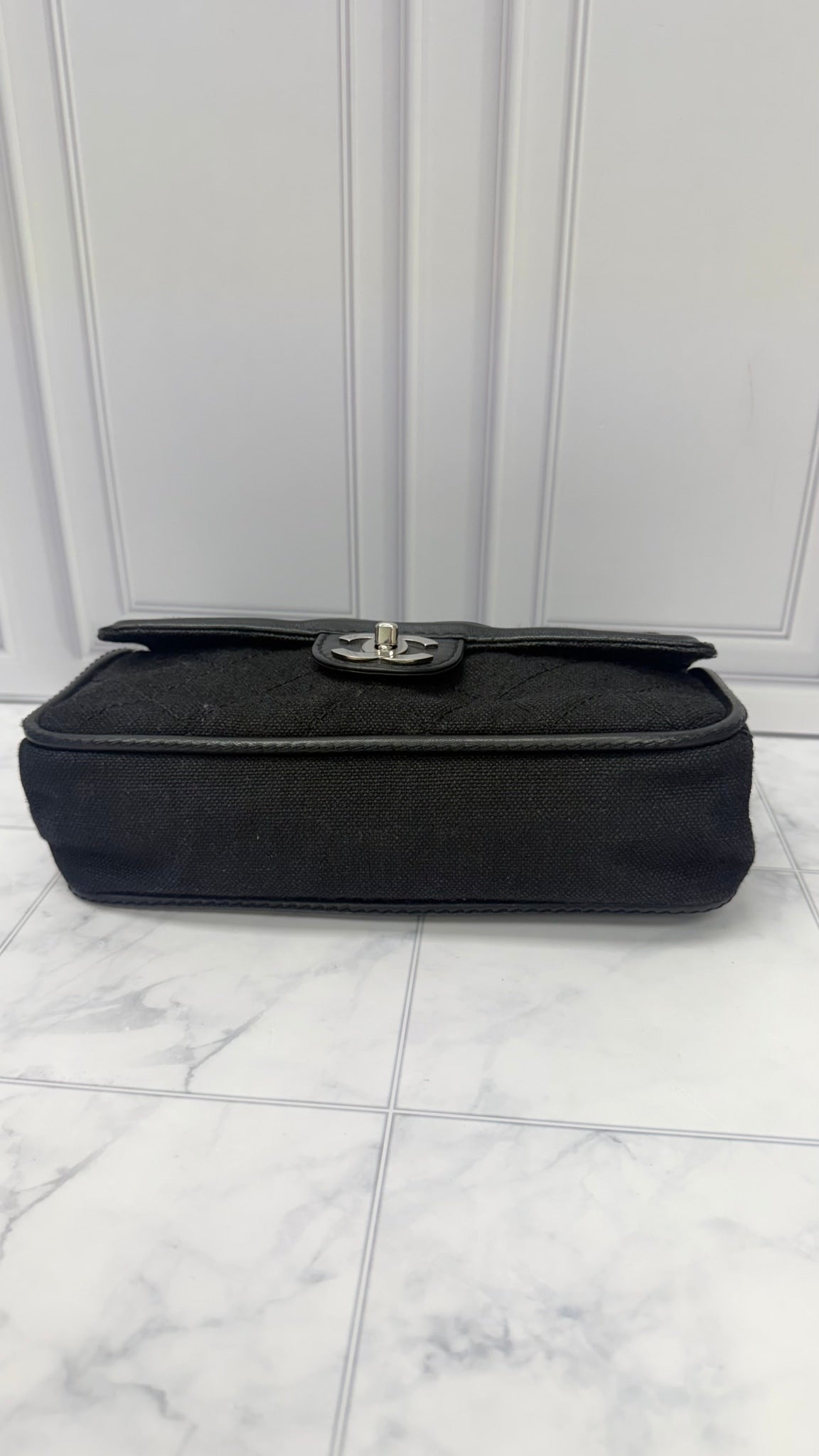 Chanel Black Canvas Double Flap Bag 