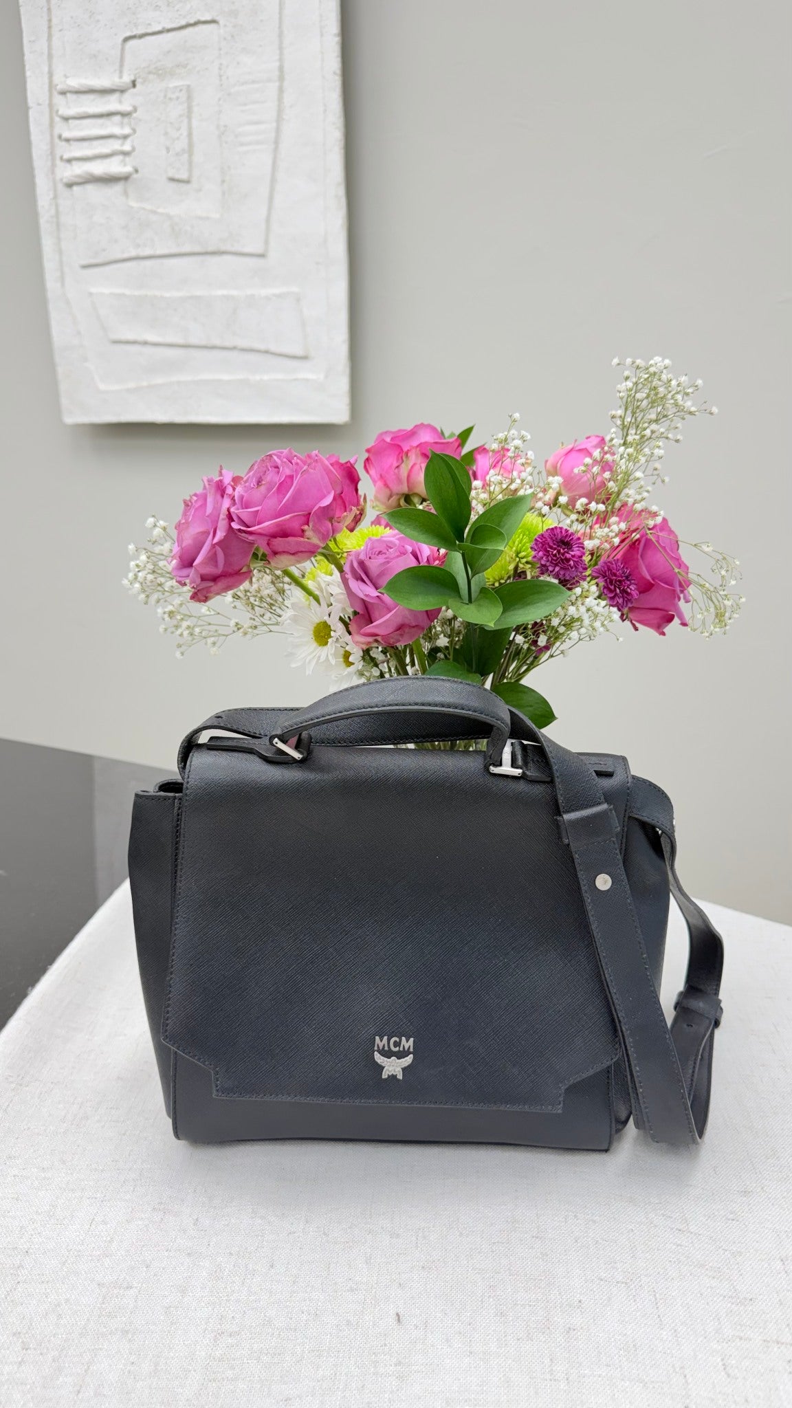 MCM Black Saffiano Leather Crossbody Bag