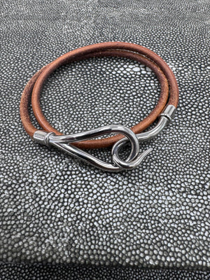 Hermes Brown Leather Jumbo Double Tour Bracelet