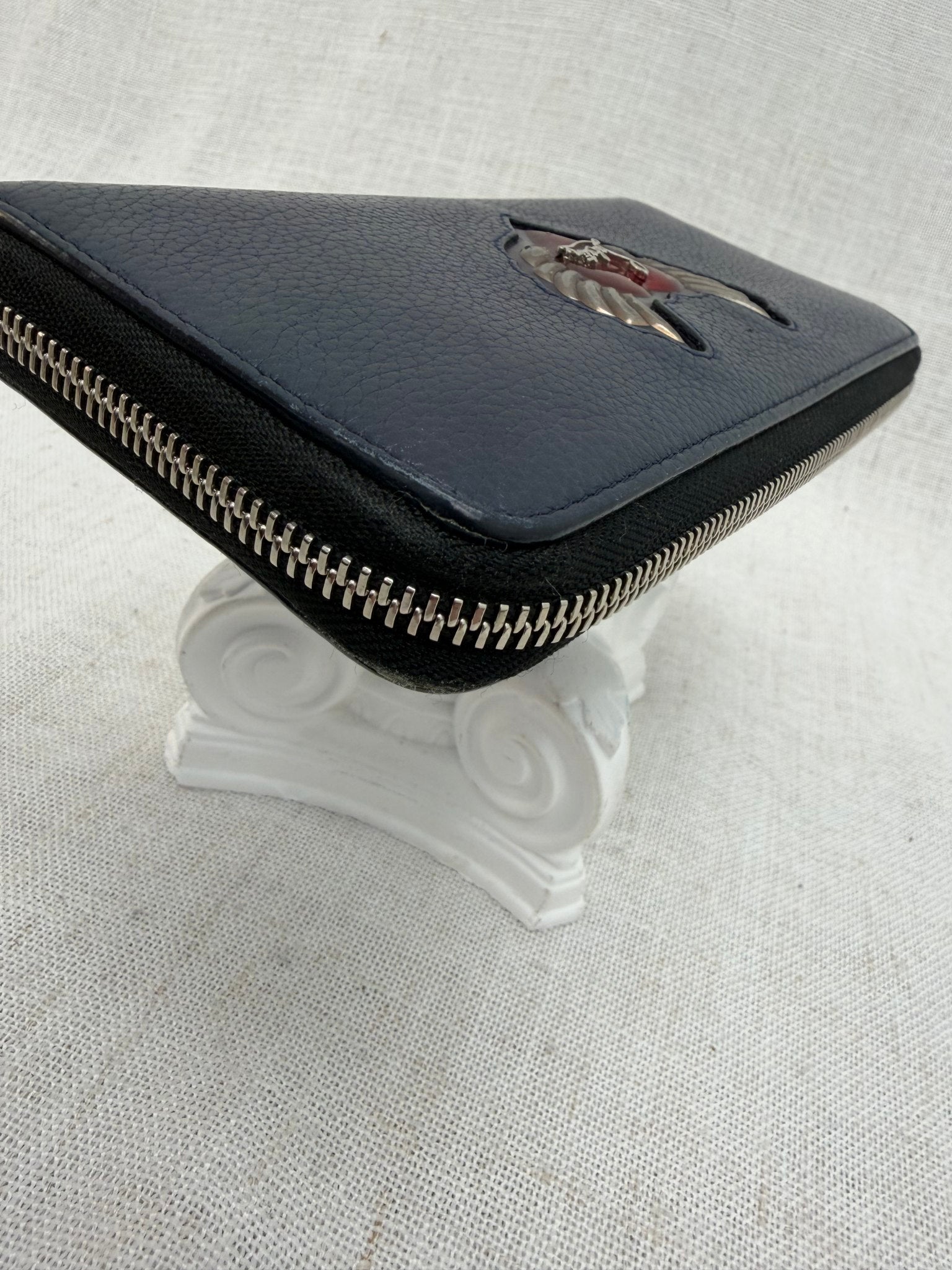 Christian Louboutin Blue Leather Heart Zippy Wallet