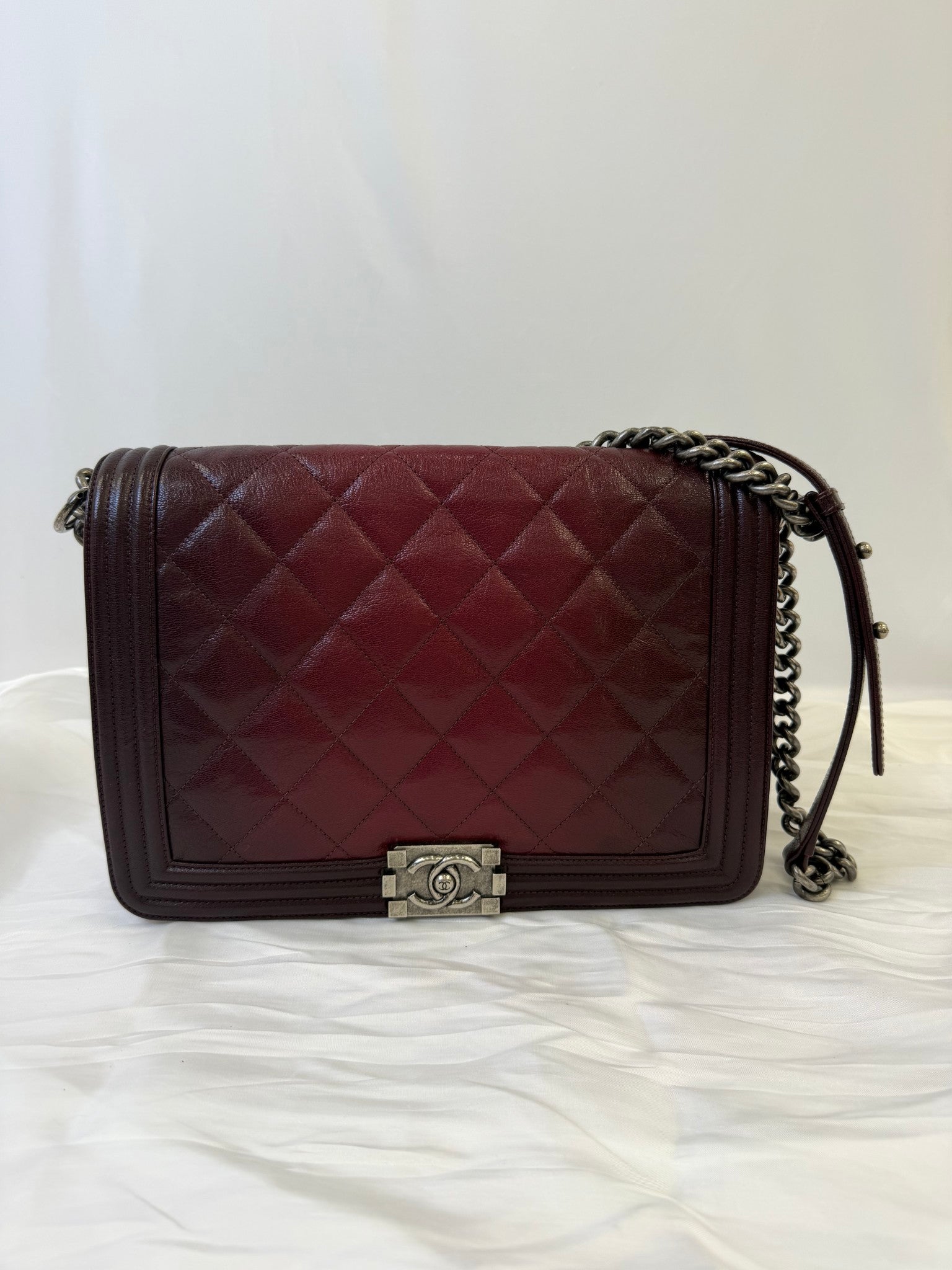 Chanel Oxblood Ombre Calfskin Boy Bag