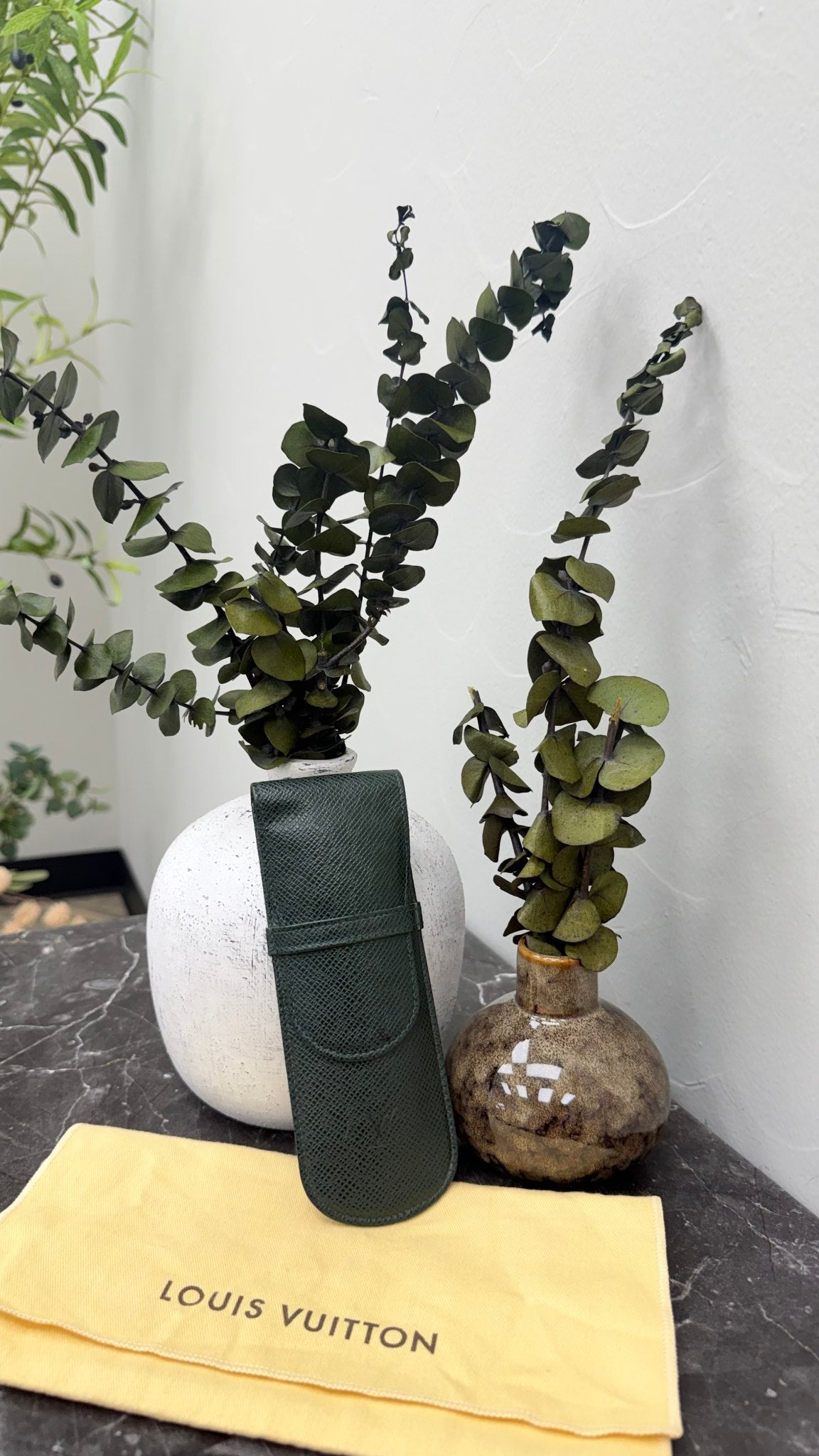 Louis Vuitton Green Taiga Leather Etui Stylo Pen Case 