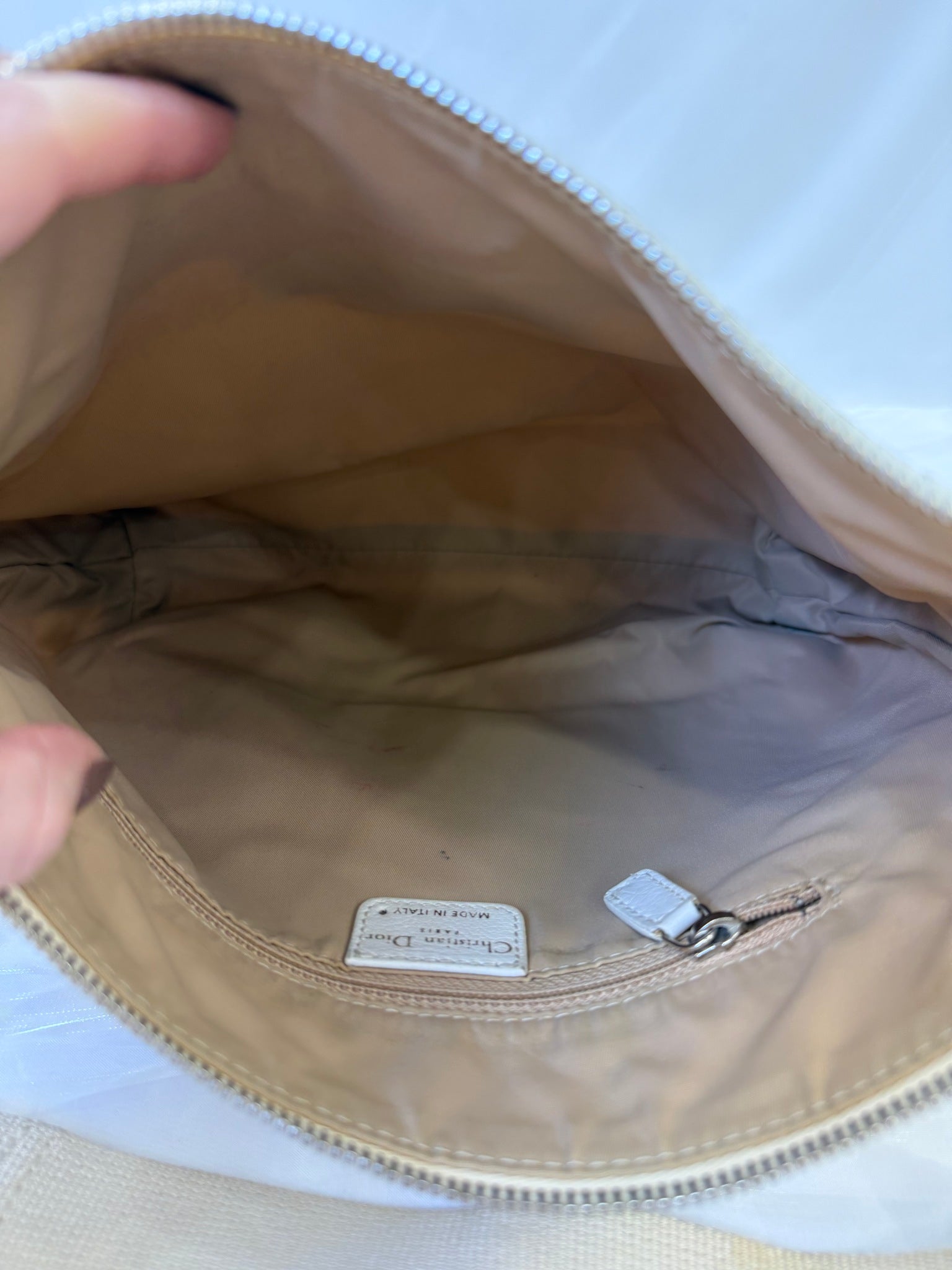 Christian Dior Cream Canvas Trotter Shoulder Bag