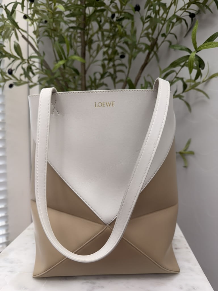 Loewe Tan & Cream Leather Puzzle Tote