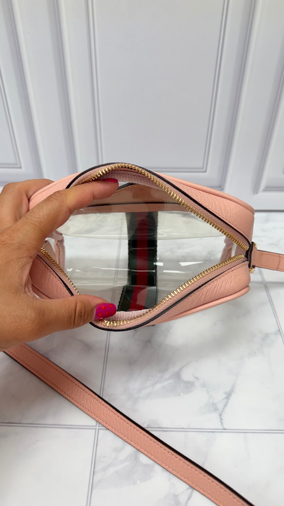 Gucci Clear Vinyl Ophidia Mini Crossbody Bag 