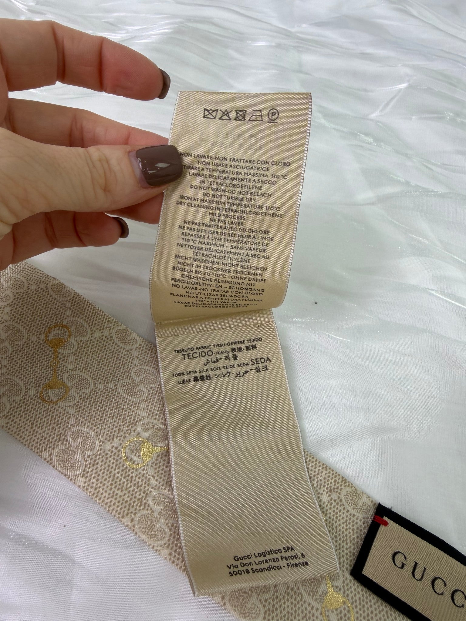 Gucci Beige And Pink Silk Horsebit Twilly