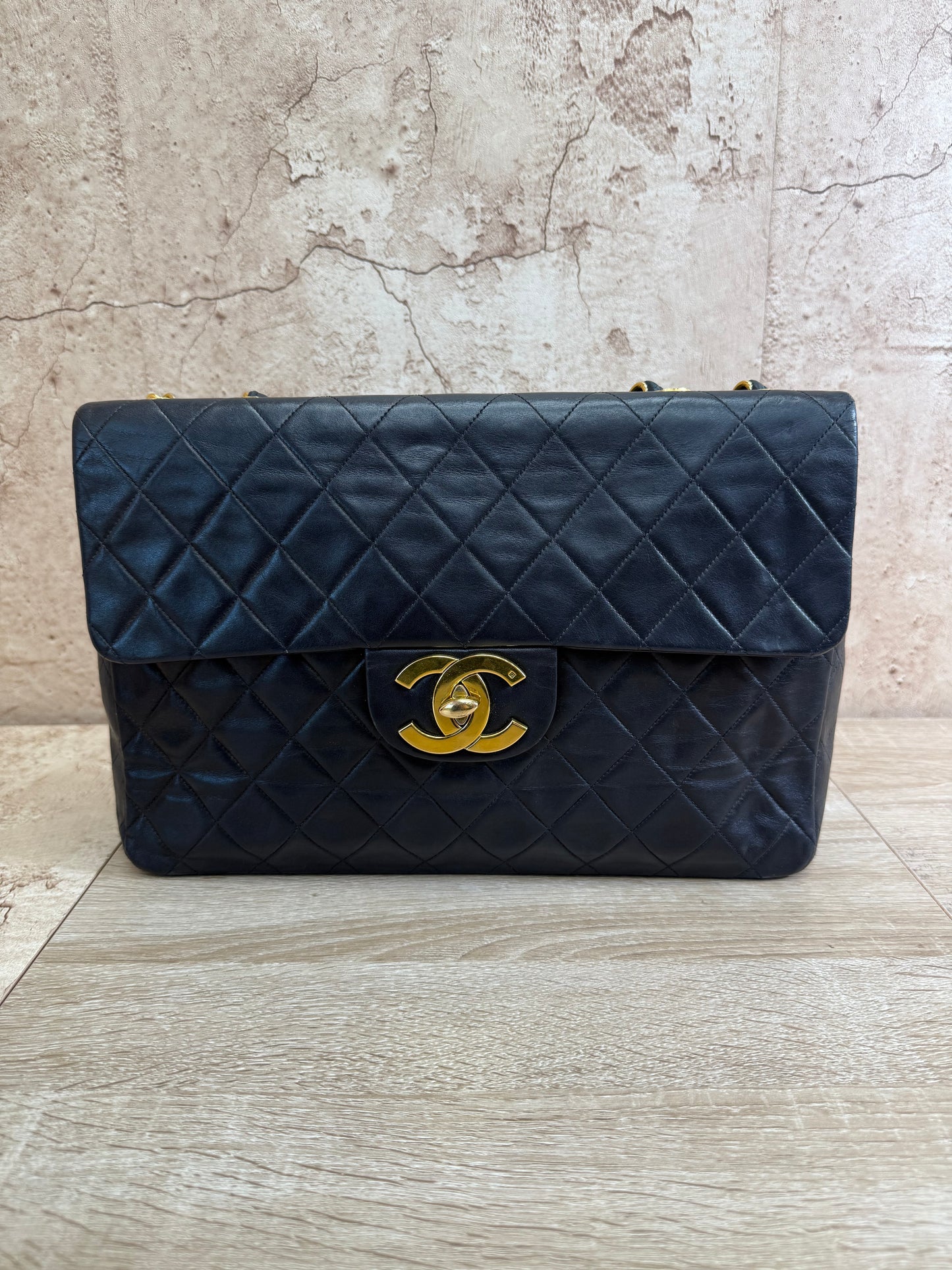 Chanel Black Quilted Lambskin XL Jumbo Single Flap Bag