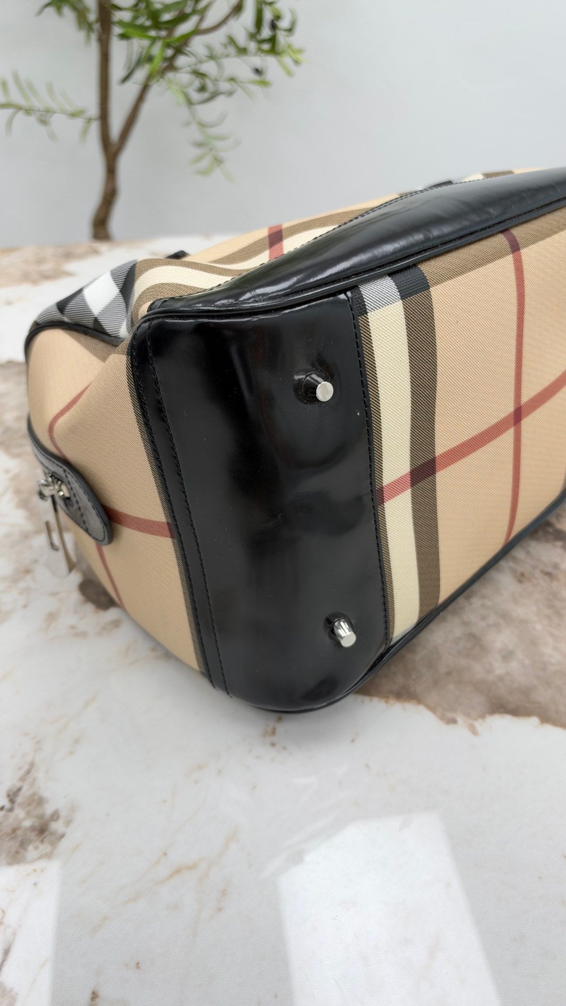 Burberry Beige Nova Check Supernova Boston Bag