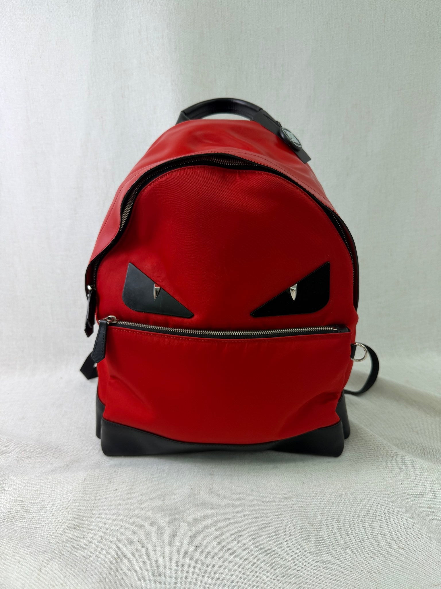 Fendi Red Nylon Monster Eyes Backpack