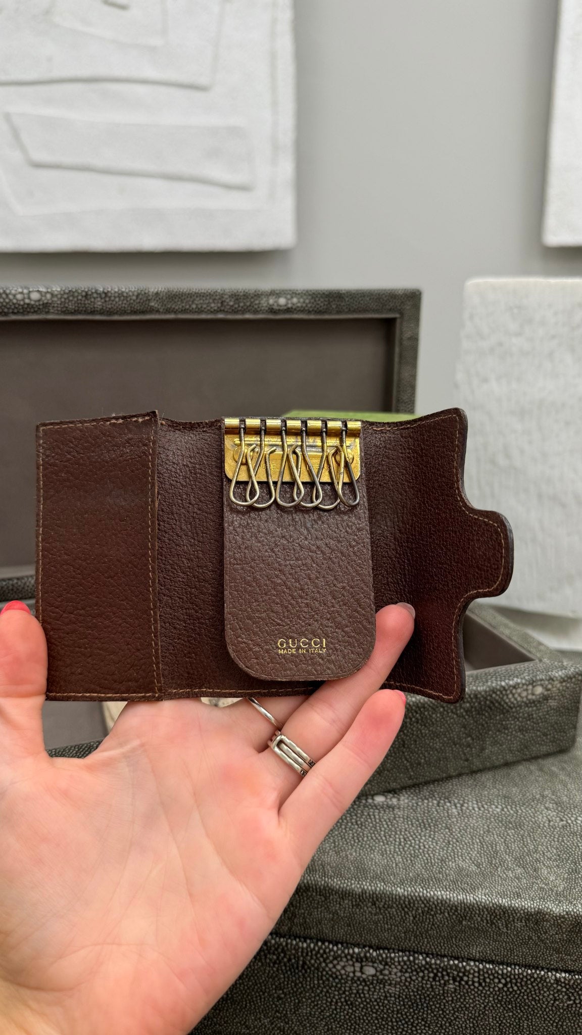 Gucci Brown Leather Horsebit 6 Key Ring Case