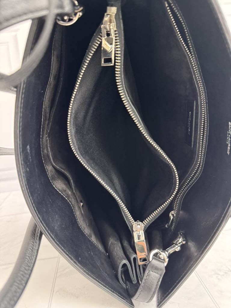 Saint Laurent YSL Black Studded Leather Sac De Jour Small 2Way Bag