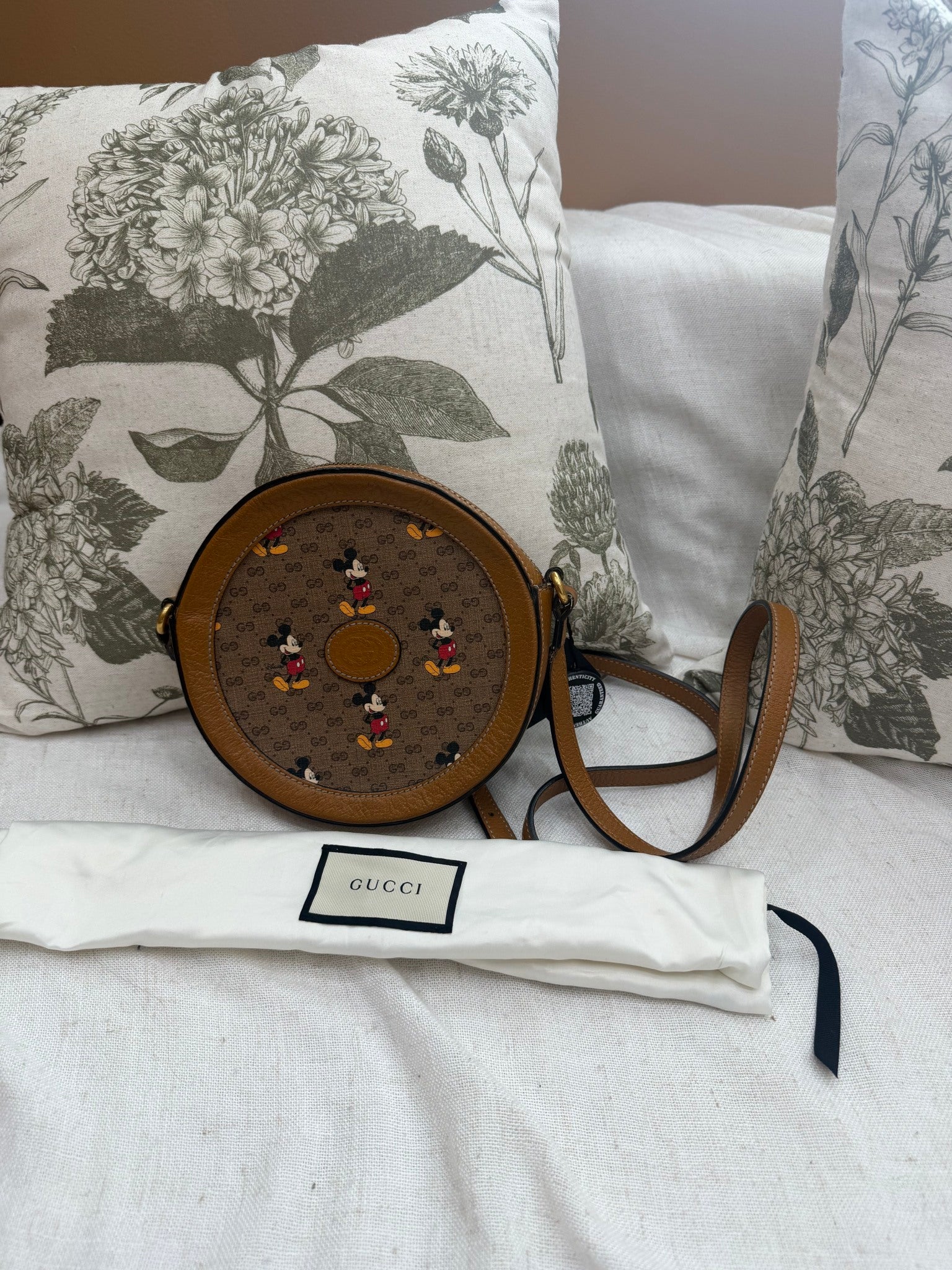 Gucci X Disney Brown Monogram  Mickey Mouse Crossbody Bag