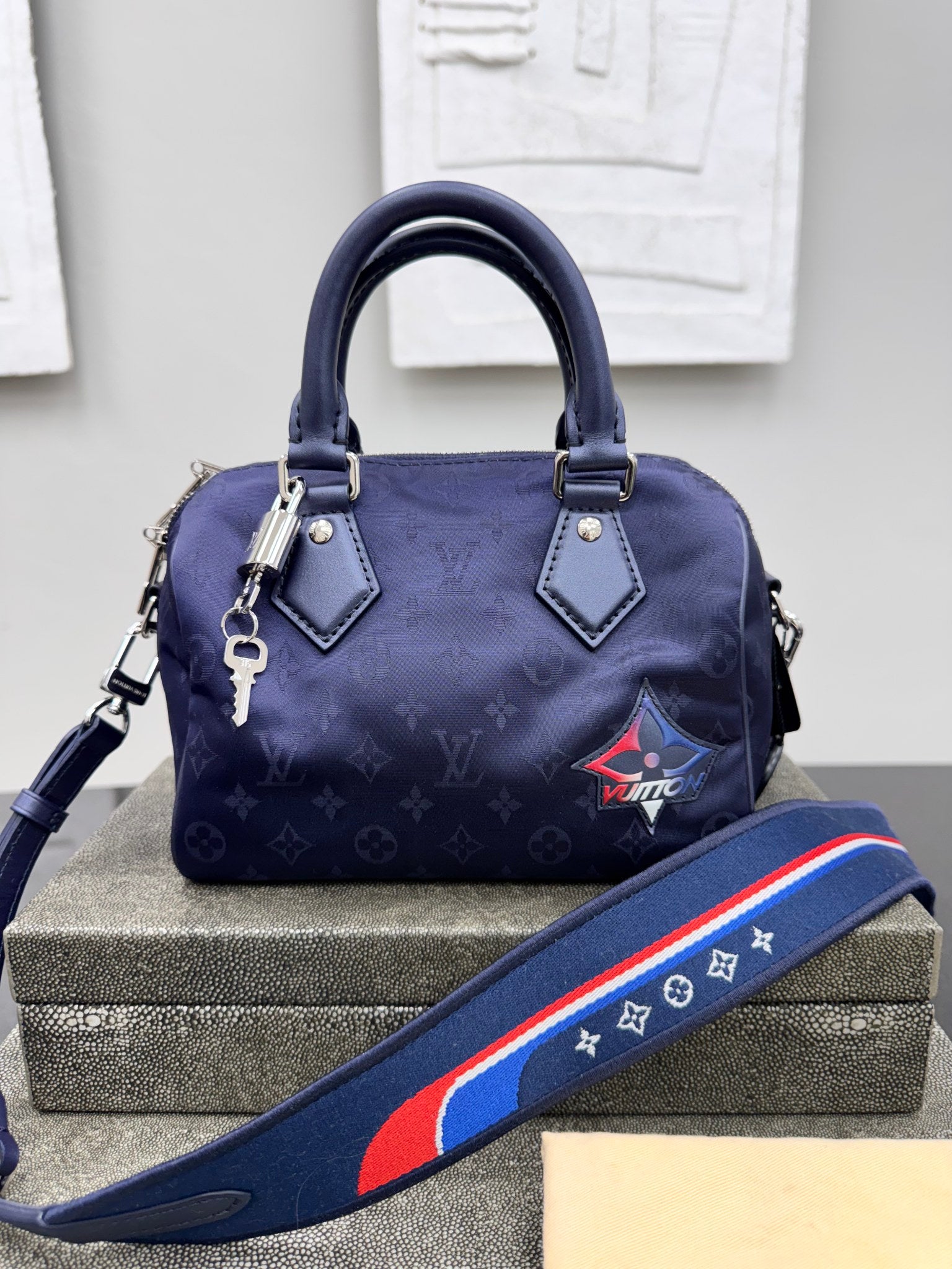 Louis Vuitton Blue Monogram Nylon Speedy Bandouliere 20 