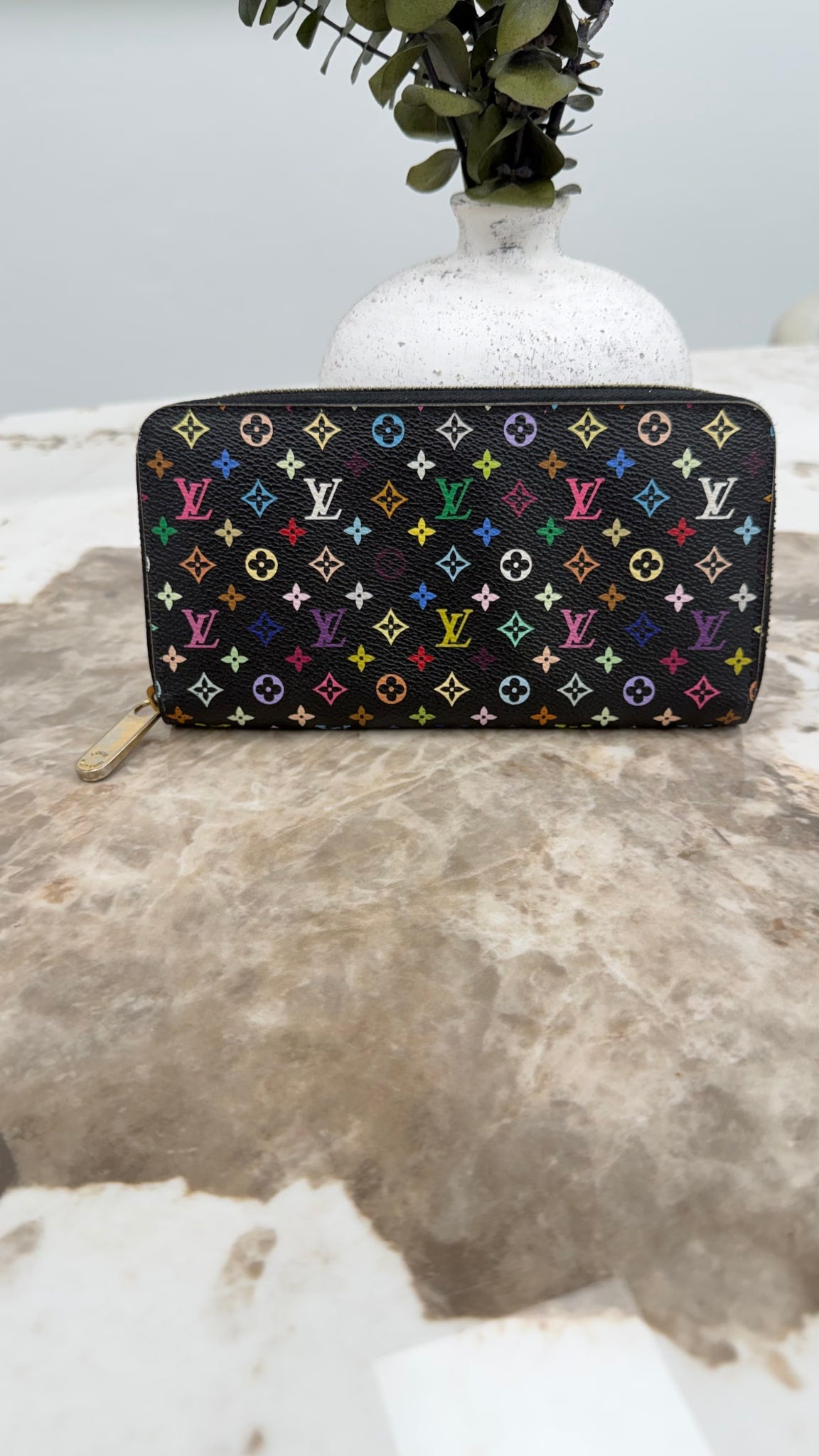 Louis Vuitton Black Multicolor Monogram Zippy Wallet 
