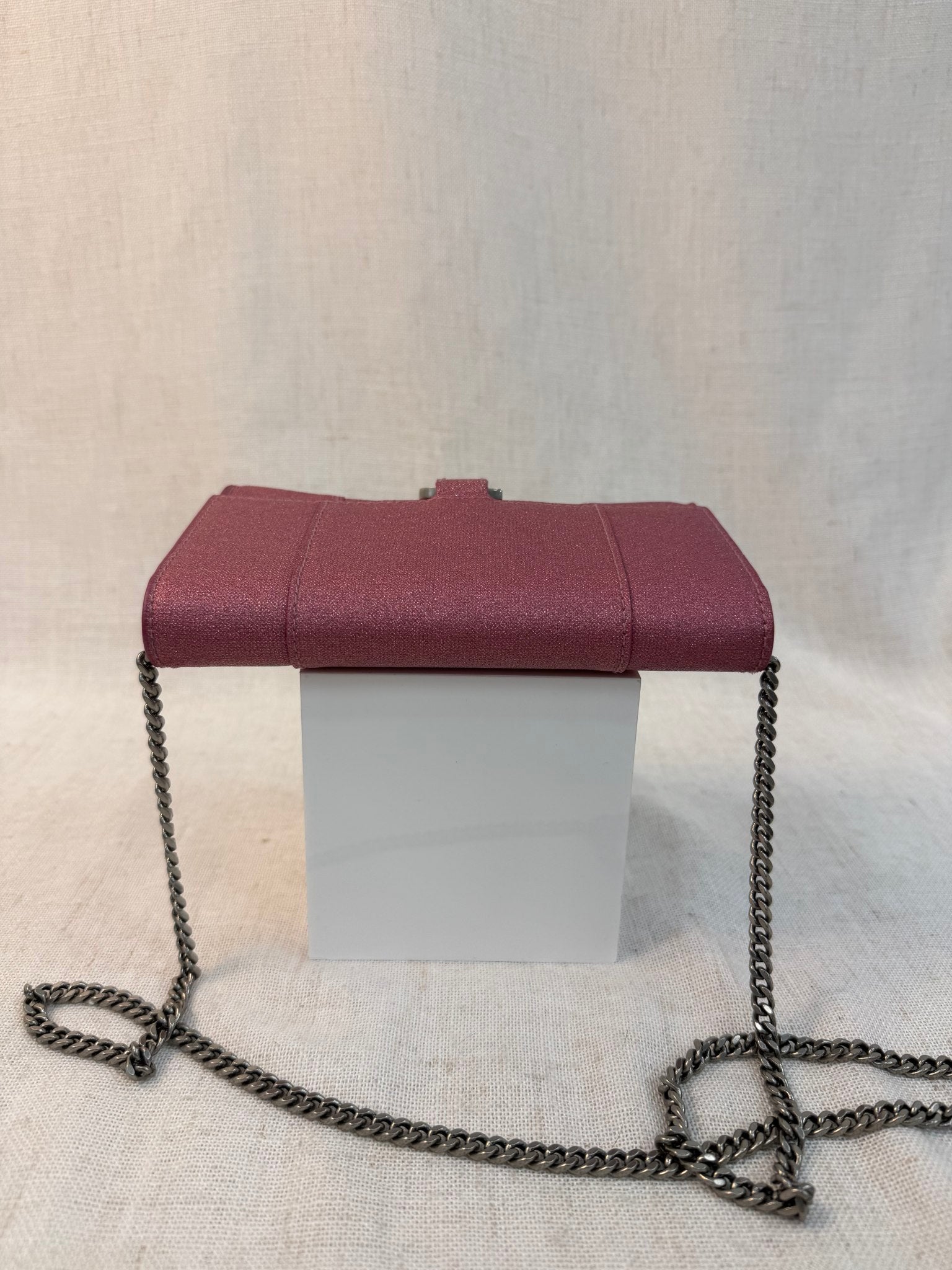 Balenciaga Pink Metallic  XS Hourglass Crossbody Bag