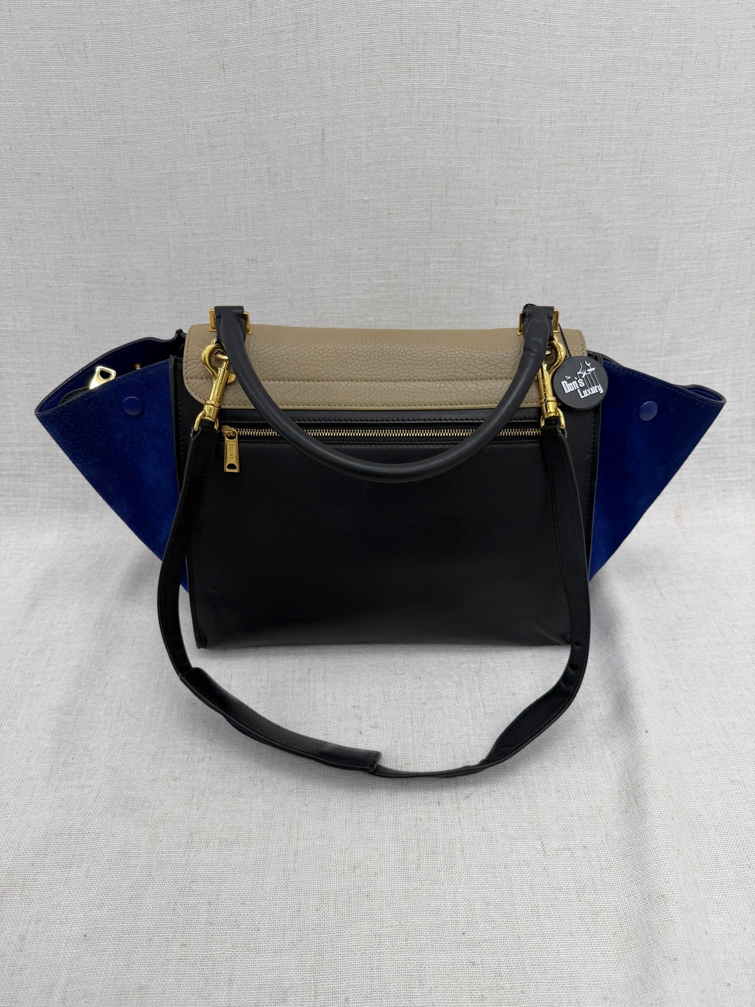 Celine Tri Colore Suede & Leather Medium Trapeze Handbag